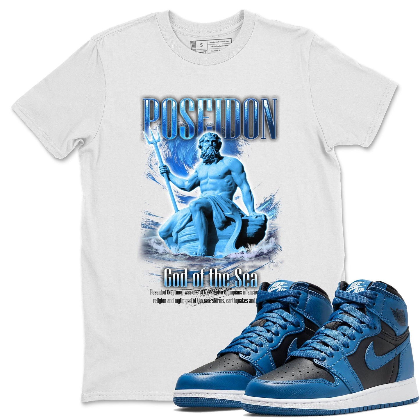 Jordan 1 Dark Marina Blue Sneaker Tees Drip Gear Zone Poseidon Sneaker Tees Jordan 1 Dark Marina Blue Shirt Unisex Shirts