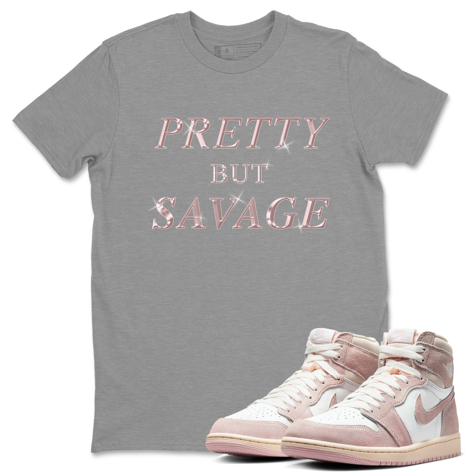 Air Jordan 1 Washed Pink Pretty But Savage Crew Neck Sneaker Tees AJ1 Retro High OG Washed Pink Sneaker T-Shirts Size Chart