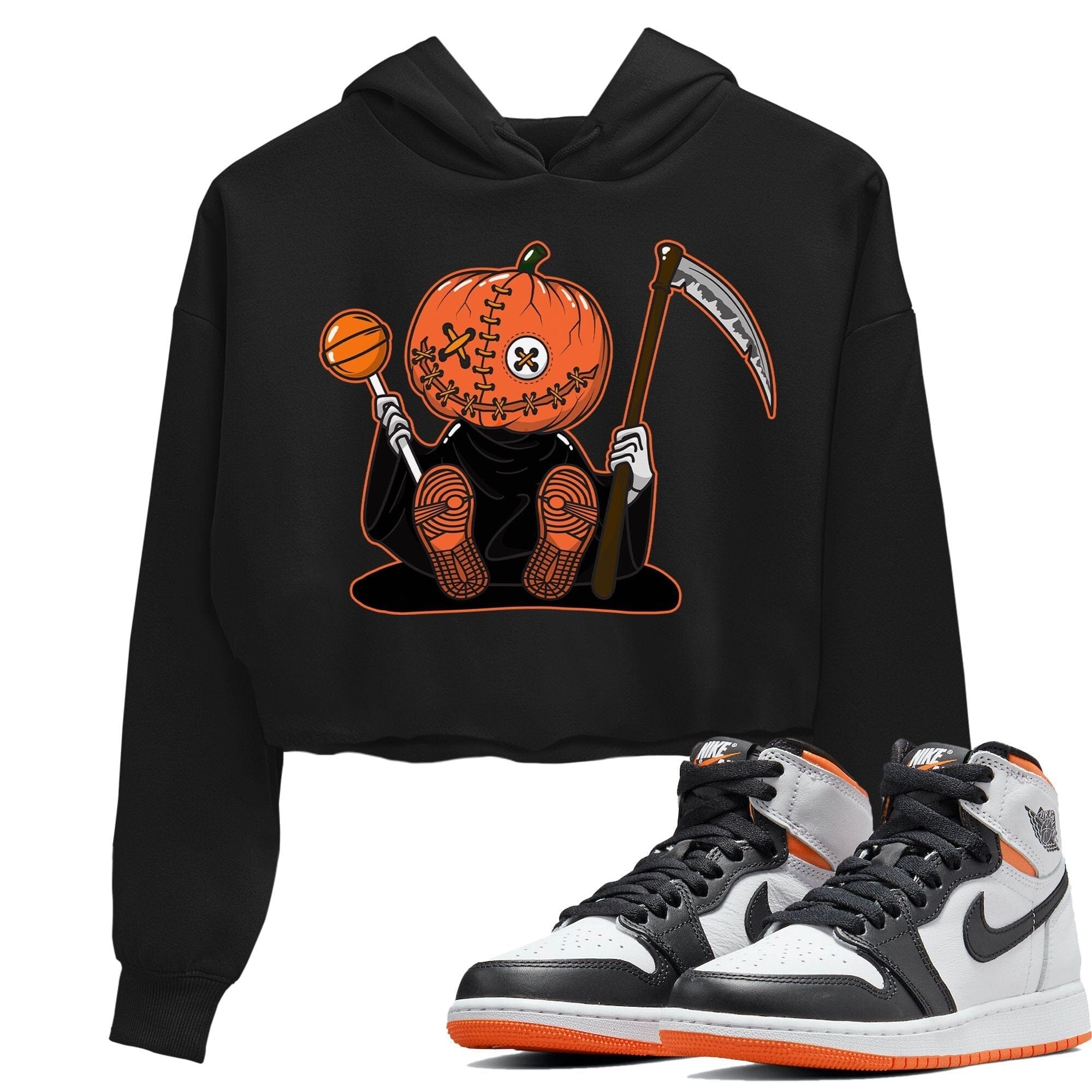 Jordan 1 Electro Orange Sneaker Matching T-Shirt Pumpkin Head Sneaker Tees Jordan 1 Electro Orange Sneaker Release Tees Women's Shirts