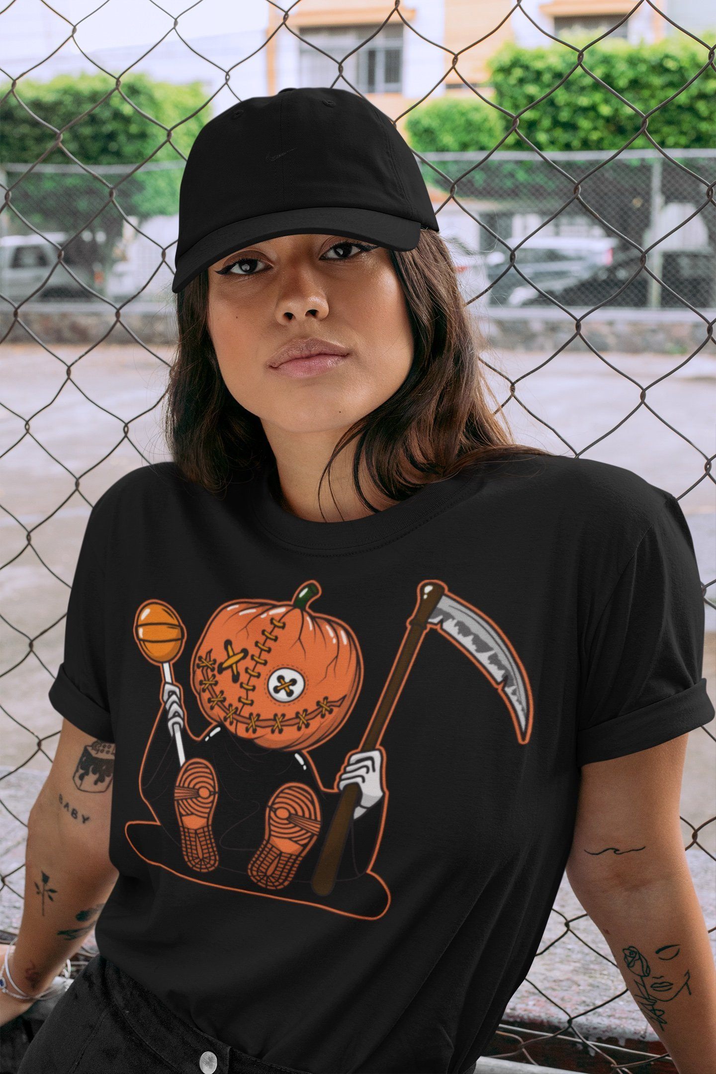 Jordan 1 Electro Orange Sneaker Matching T-Shirt Pumpkin Head Sneaker Tees Jordan 1 Electro Orange Sneaker Release Tees Crew Neck Tees