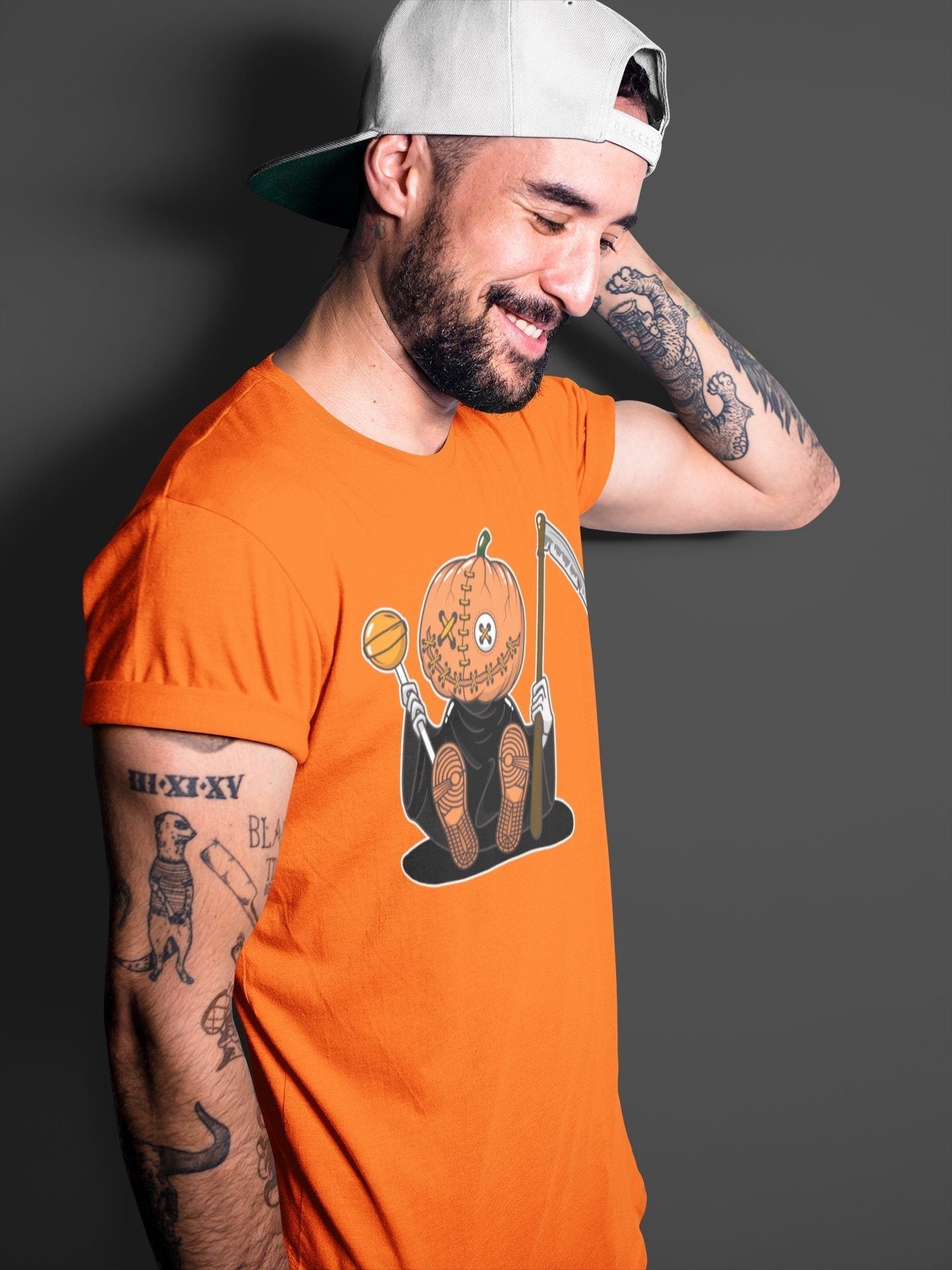 Jordan 1 Electro Orange Sneaker Matching T-Shirt Pumpkin Head Sneaker Tees Jordan 1 Electro Orange Sneaker Release Tees Crew Neck Tees