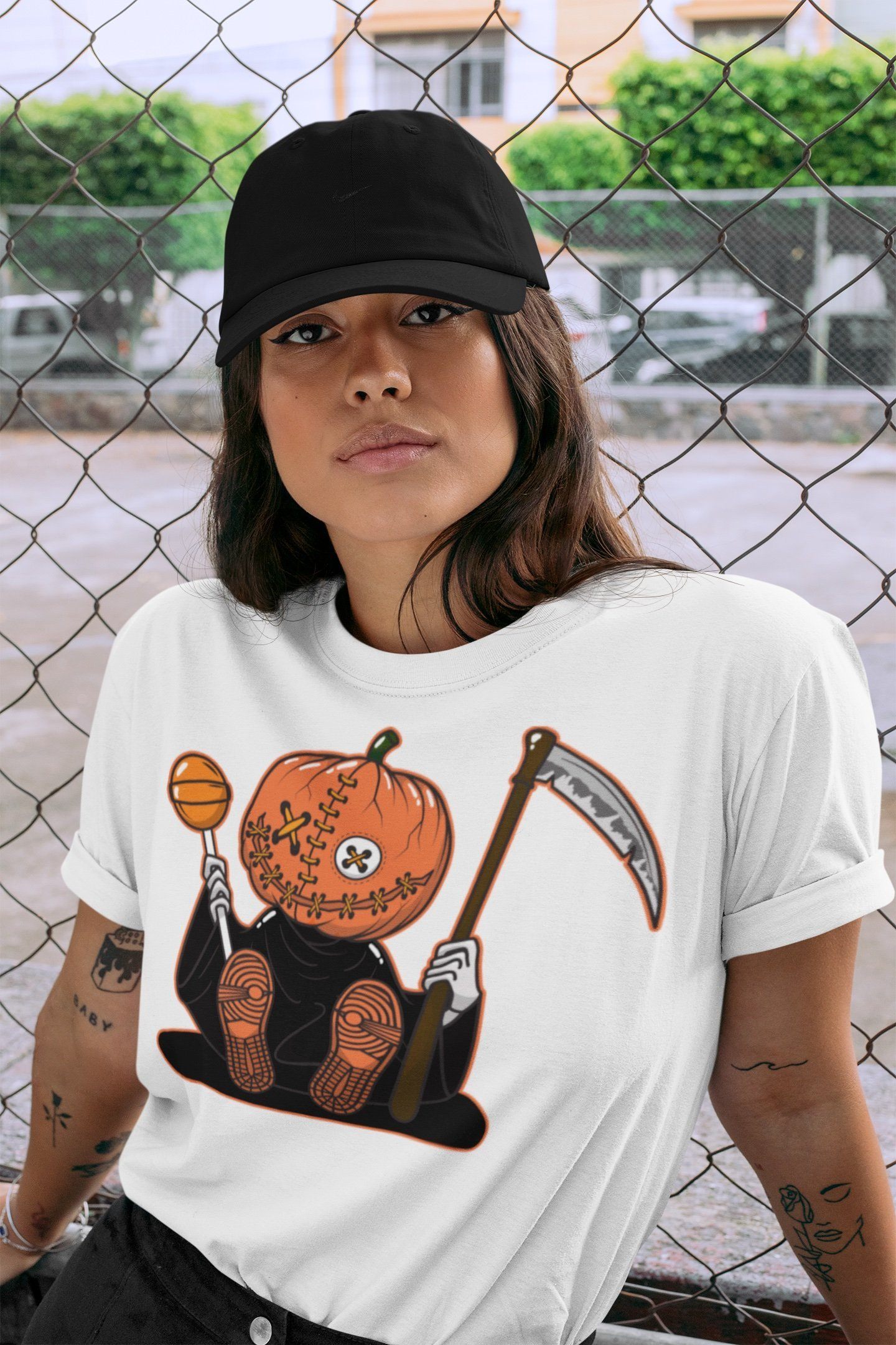 Jordan 1 Electro Orange Sneaker Matching T-Shirt Pumpkin Head Sneaker Tees Jordan 1 Electro Orange Sneaker Release Tees Crew Neck Tees