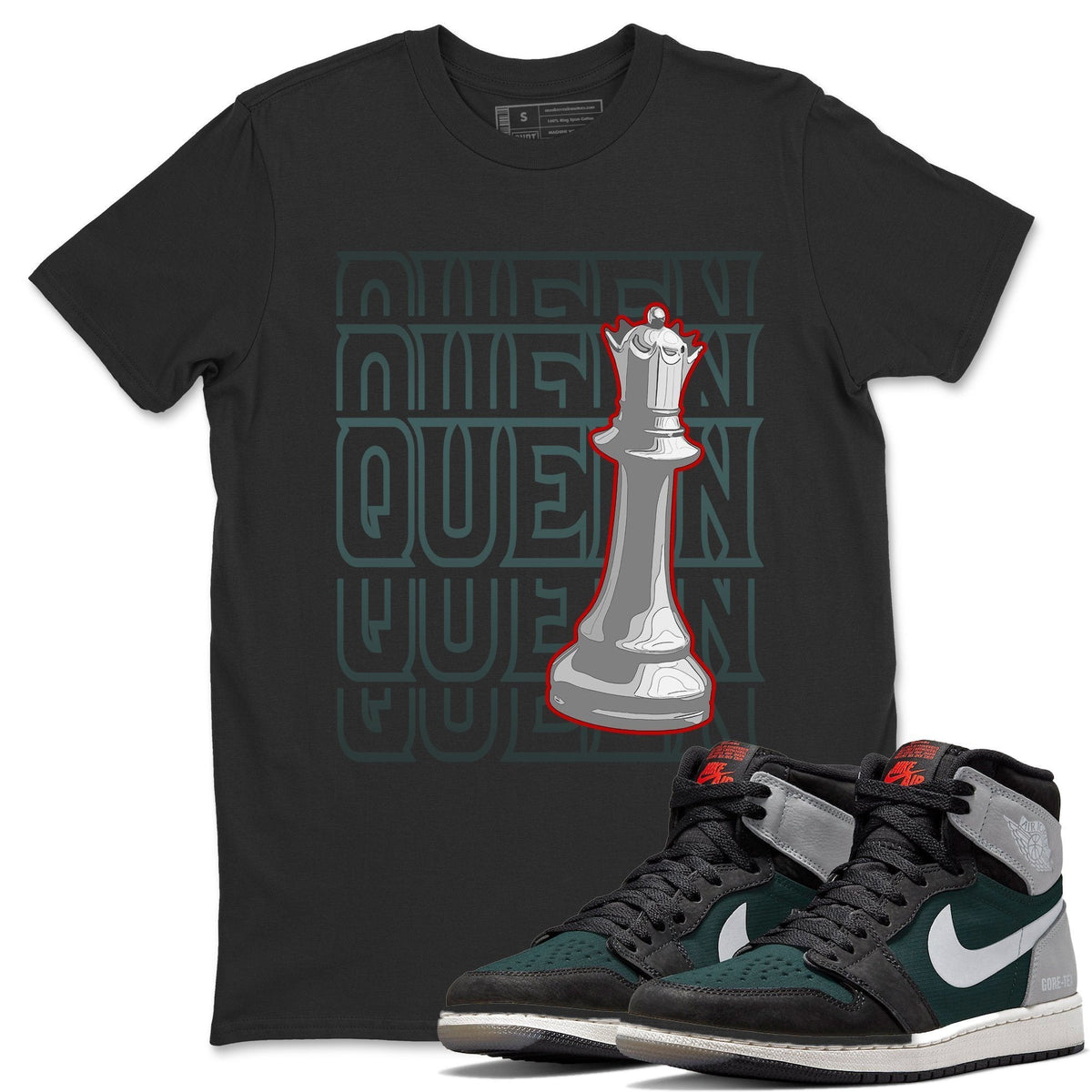 Jordan 1 Element Gore-Tex Black Grey Sneaker Matching T-Shirt Queen Sneaker Tees Jordan 1 Element Gore-Tex Black Grey Sneaker Release Tees Crew Neck Tees