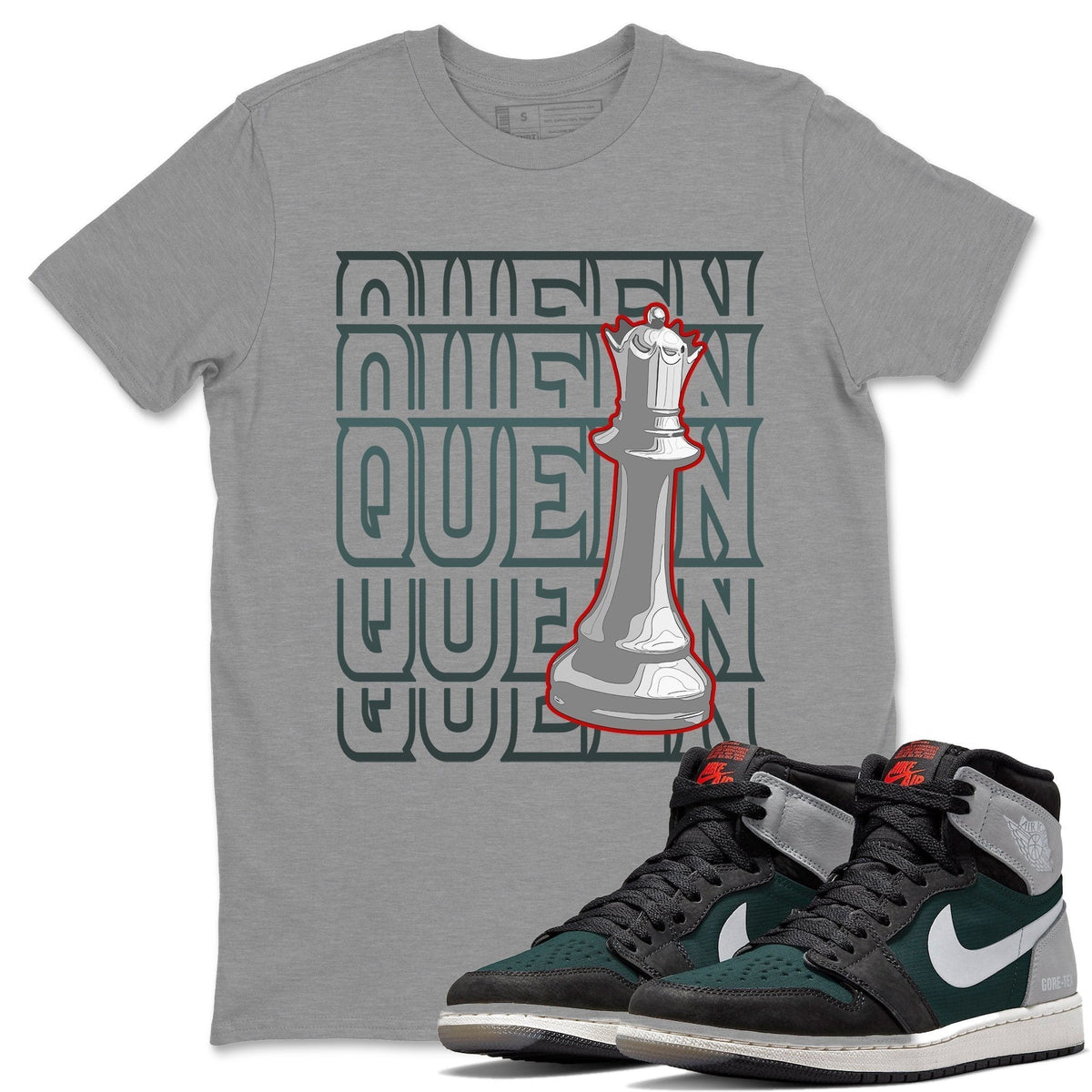 Jordan 1 Element Gore-Tex Black Grey Sneaker Matching T-Shirt Queen Sneaker Tees Jordan 1 Element Gore-Tex Black Grey Sneaker Release Tees Crew Neck Tees