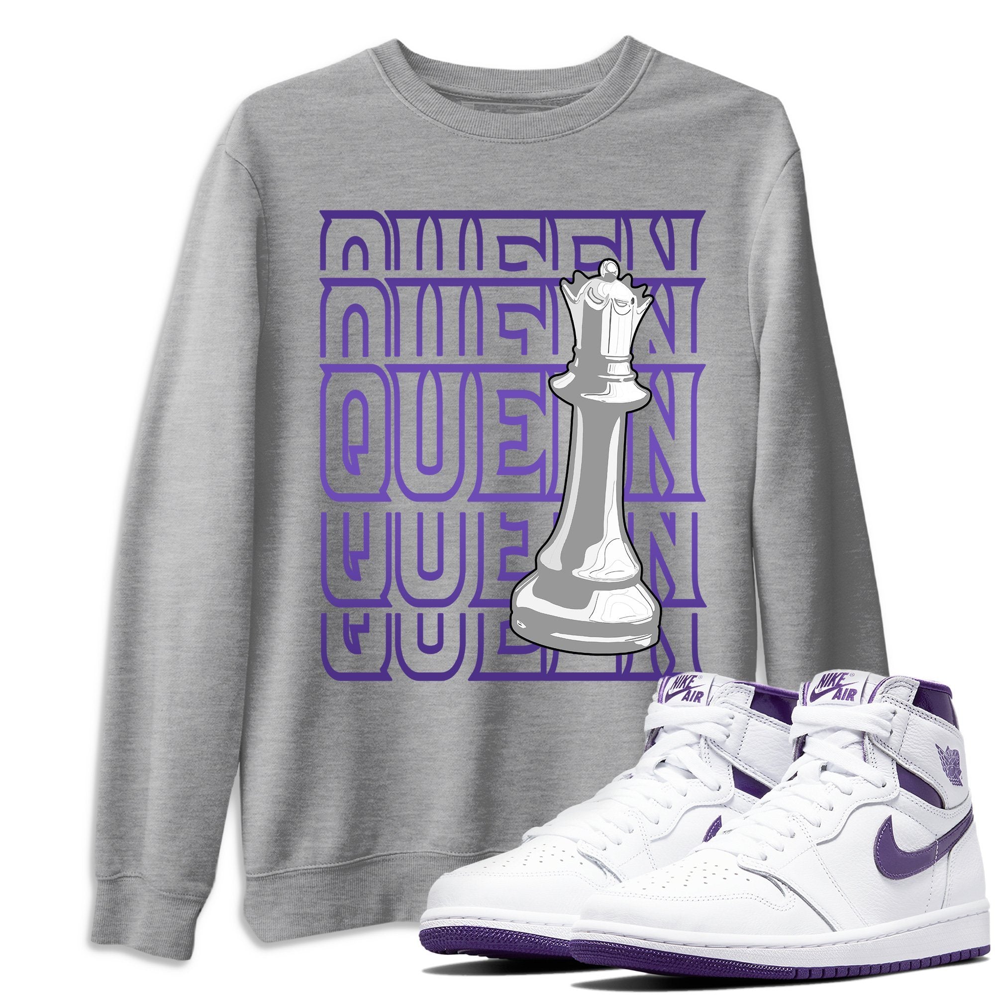 Jordan 1 WMNS Court Purple Shirt To Match Jordans Queen Sneaker Tees Jordan 1 WMNS Court Purple Drip Gear Zone Sneaker Matching Clothing Unisex Shirts