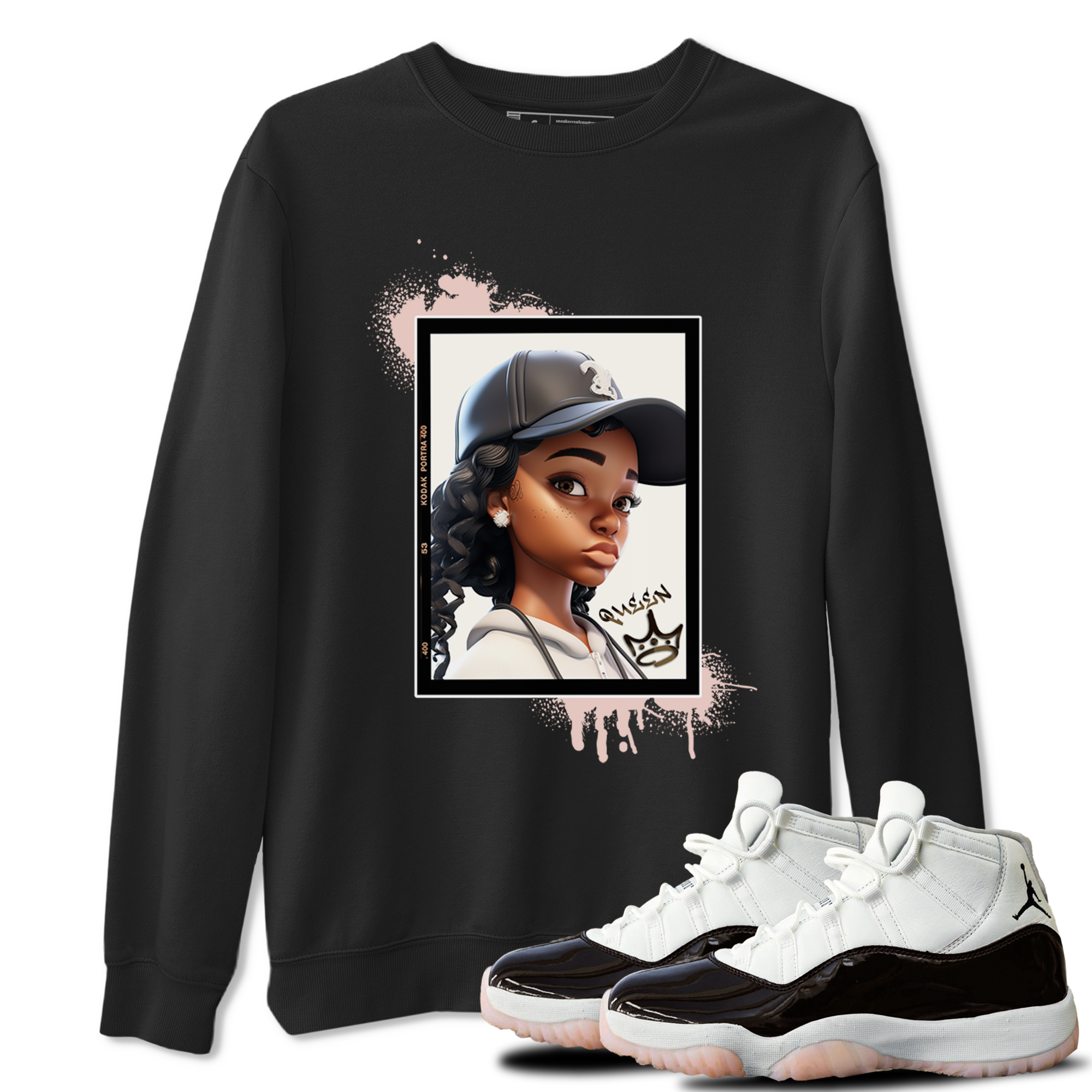 11s WMNS Neapolitan shirt to match jordans Queen sneaker tees Air Jordan 11 Neapolitan Drip Gear Zone Sneaker Matching Shirt Unisex Black 1 T-Shirt