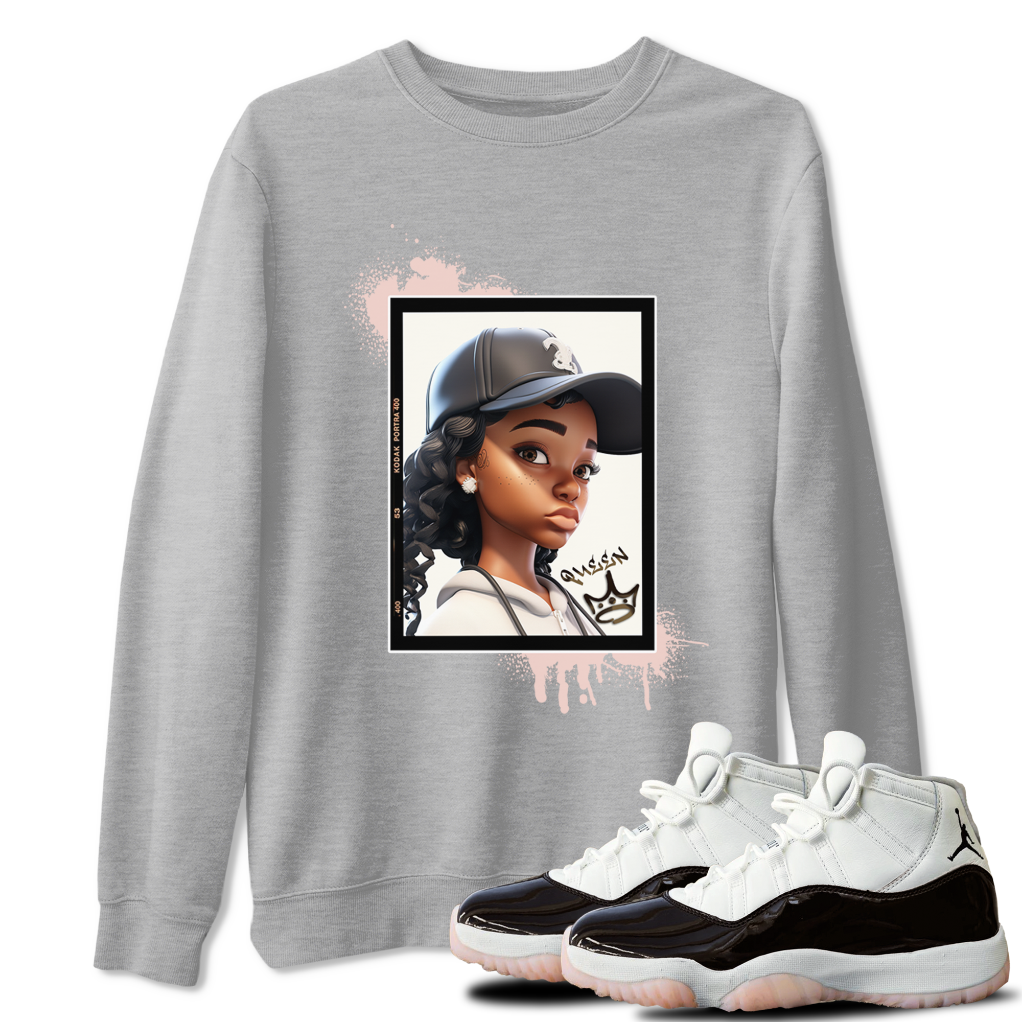 11s WMNS Neapolitan shirt to match jordans Queen sneaker tees Air Jordan 11 Neapolitan Drip Gear Zone Sneaker Matching Shirt Unisex Heather Grey 1 T-Shirt