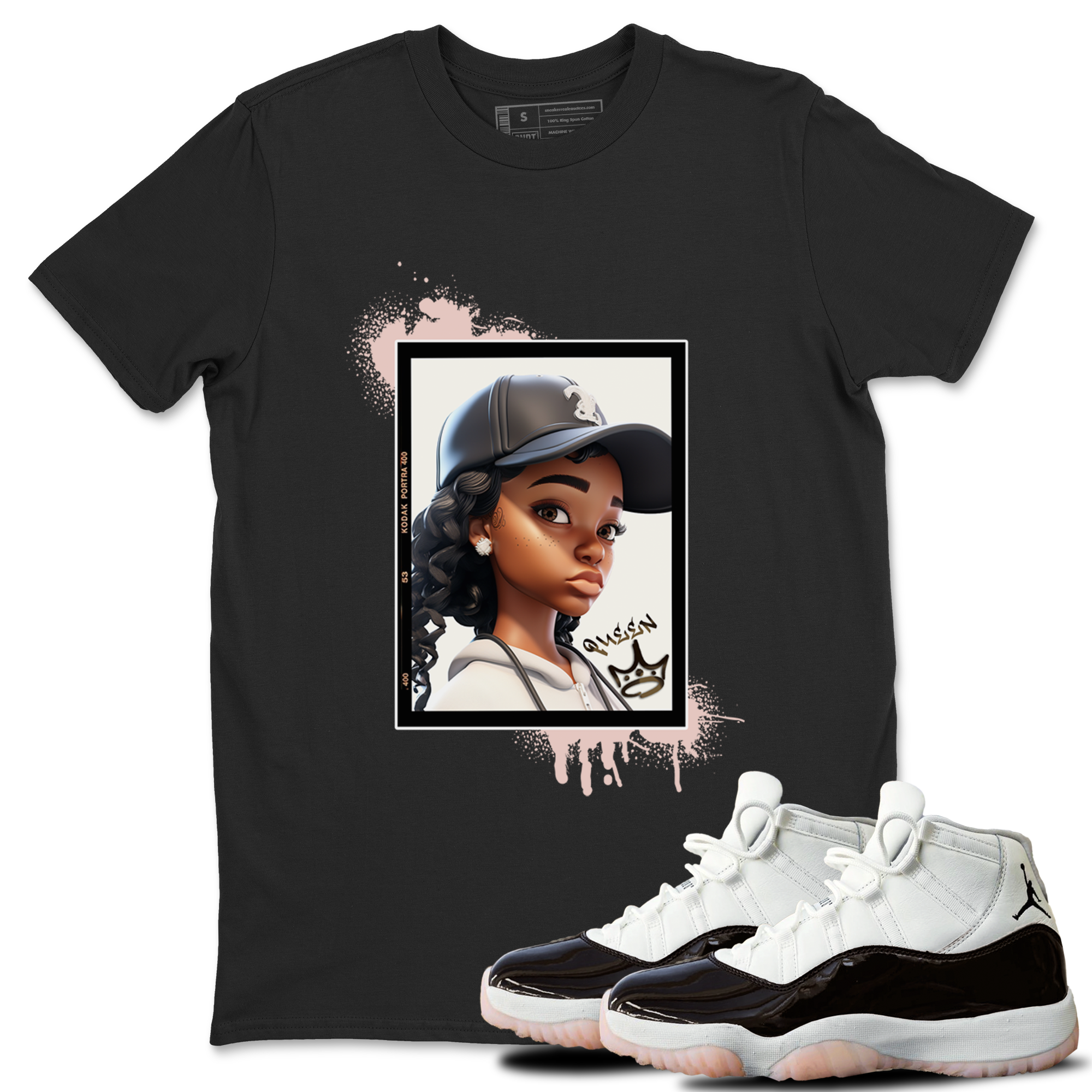 11s WMNS Neapolitan shirt to match jordans Queen sneaker tees Air Jordan 11 Neapolitan Drip Gear Zone Sneaker Matching Shirt Unisex Black 1 T-Shirt