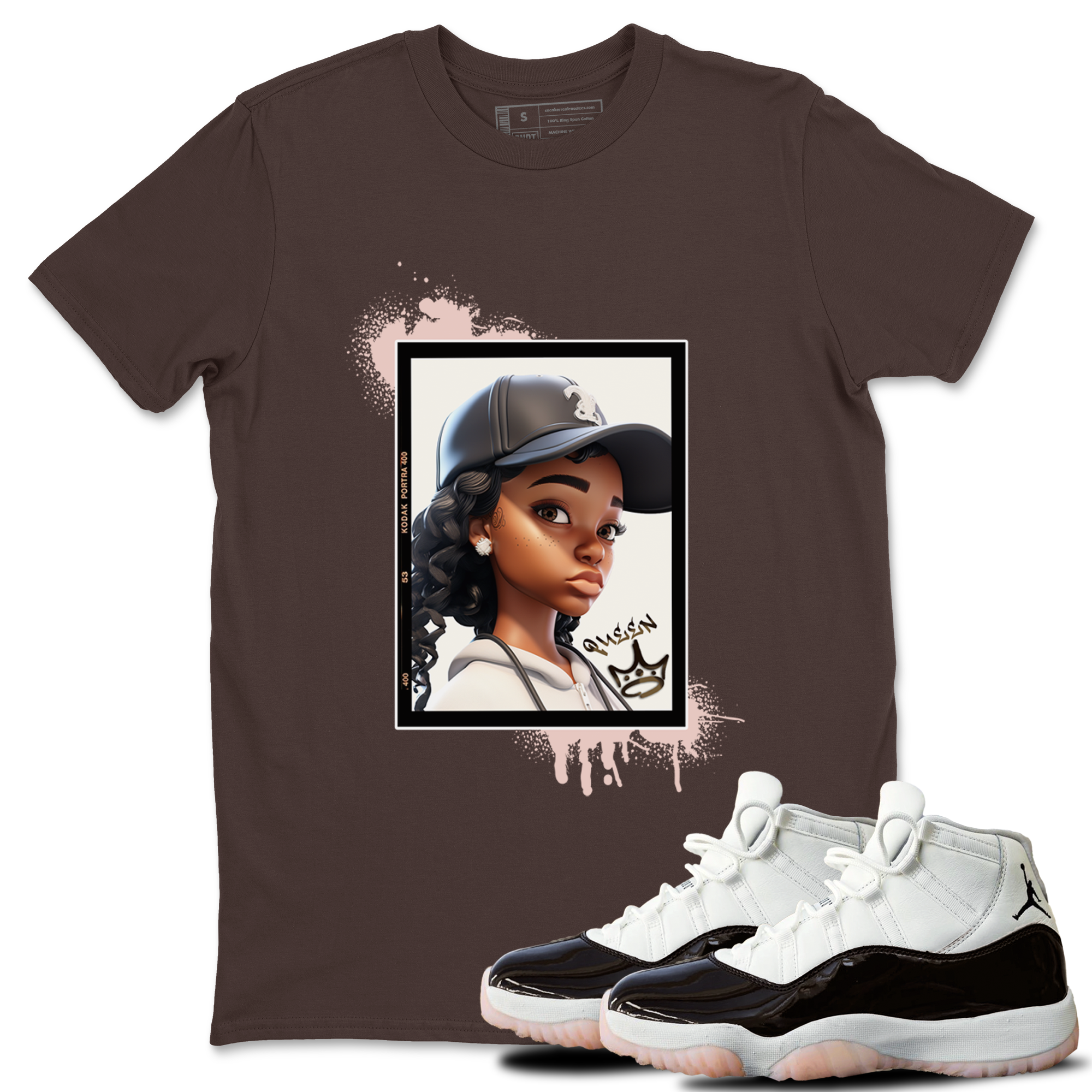 11s WMNS Neapolitan shirt to match jordans Queen sneaker tees Air Jordan 11 Neapolitan Drip Gear Zone Sneaker Matching Shirt Unisex Dark Chocolate 1 T-Shirt