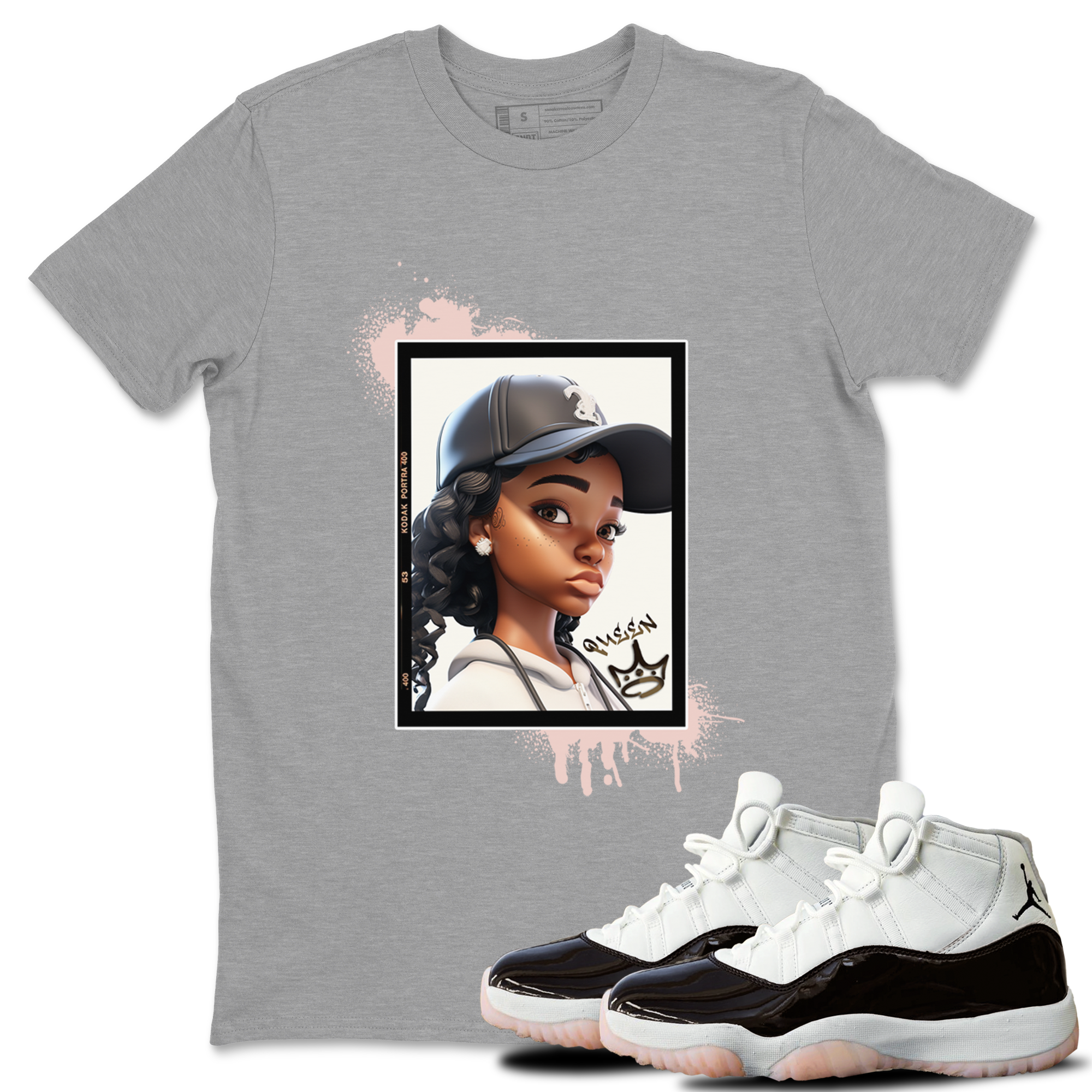11s WMNS Neapolitan shirt to match jordans Queen sneaker tees Air Jordan 11 Neapolitan Drip Gear Zone Sneaker Matching Shirt Unisex Heather Grey 1 T-Shirt