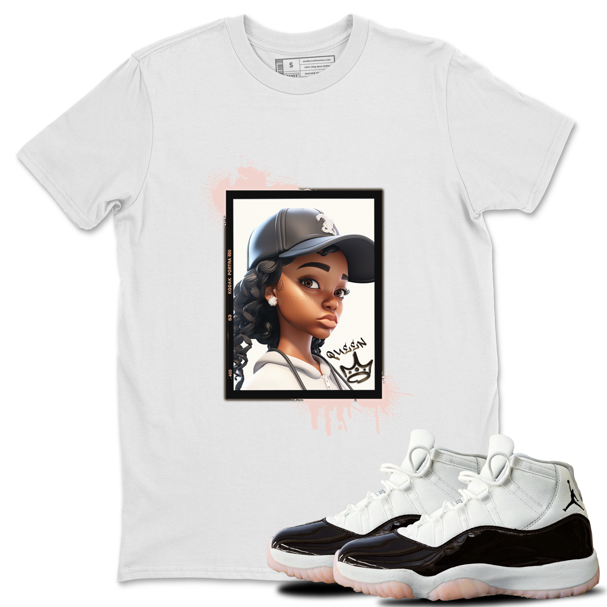 11s WMNS Neapolitan shirt to match jordans Queen sneaker tees Air Jordan 11 Neapolitan Drip Gear Zone Sneaker Matching Shirt Unisex White 1 T-Shirt