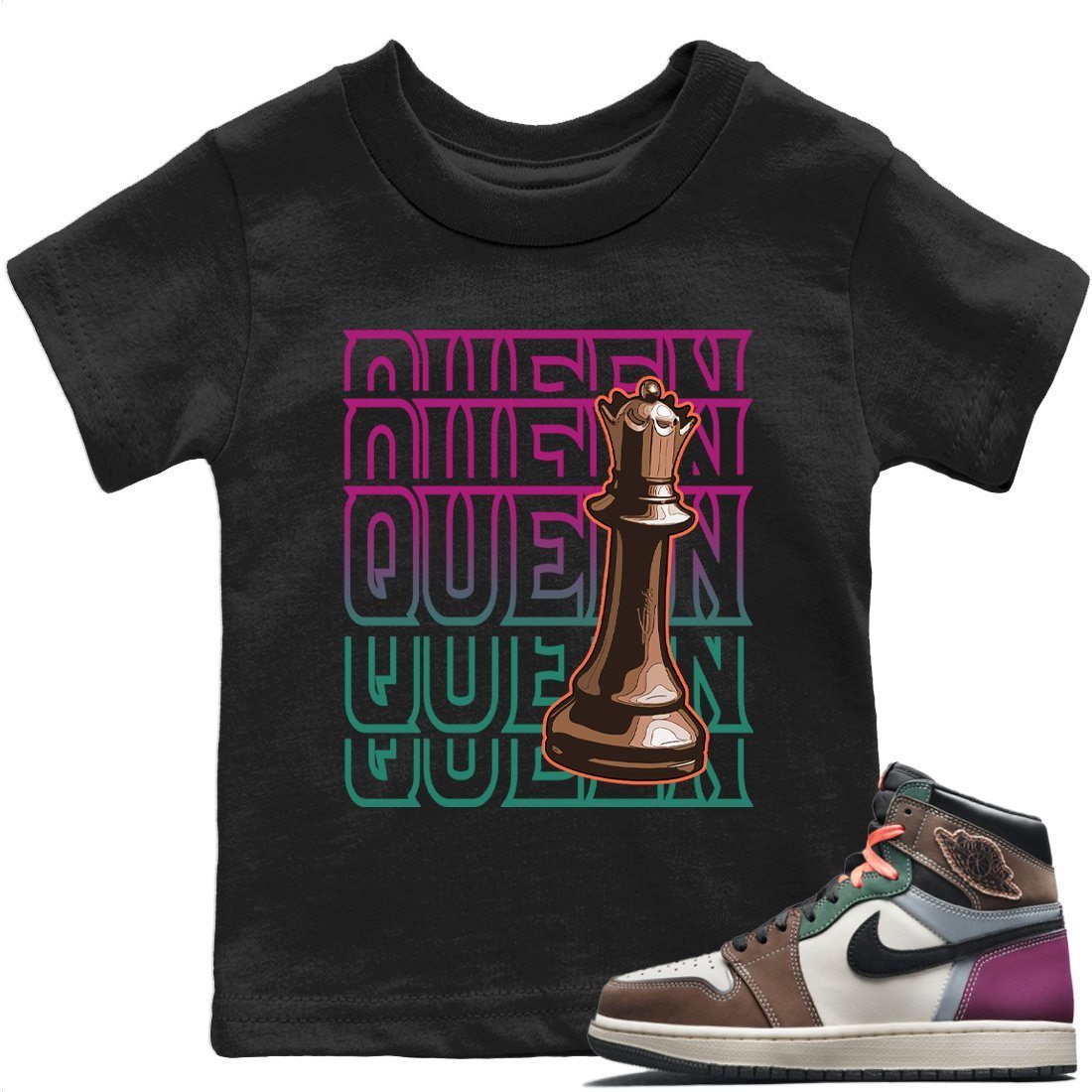 Jordan 1 Hand Crafted Sneaker Matching T-Shirt Queen Sneaker Tees Jordan 1 Hand Crafted Sneaker Release Tees Kids Shirts