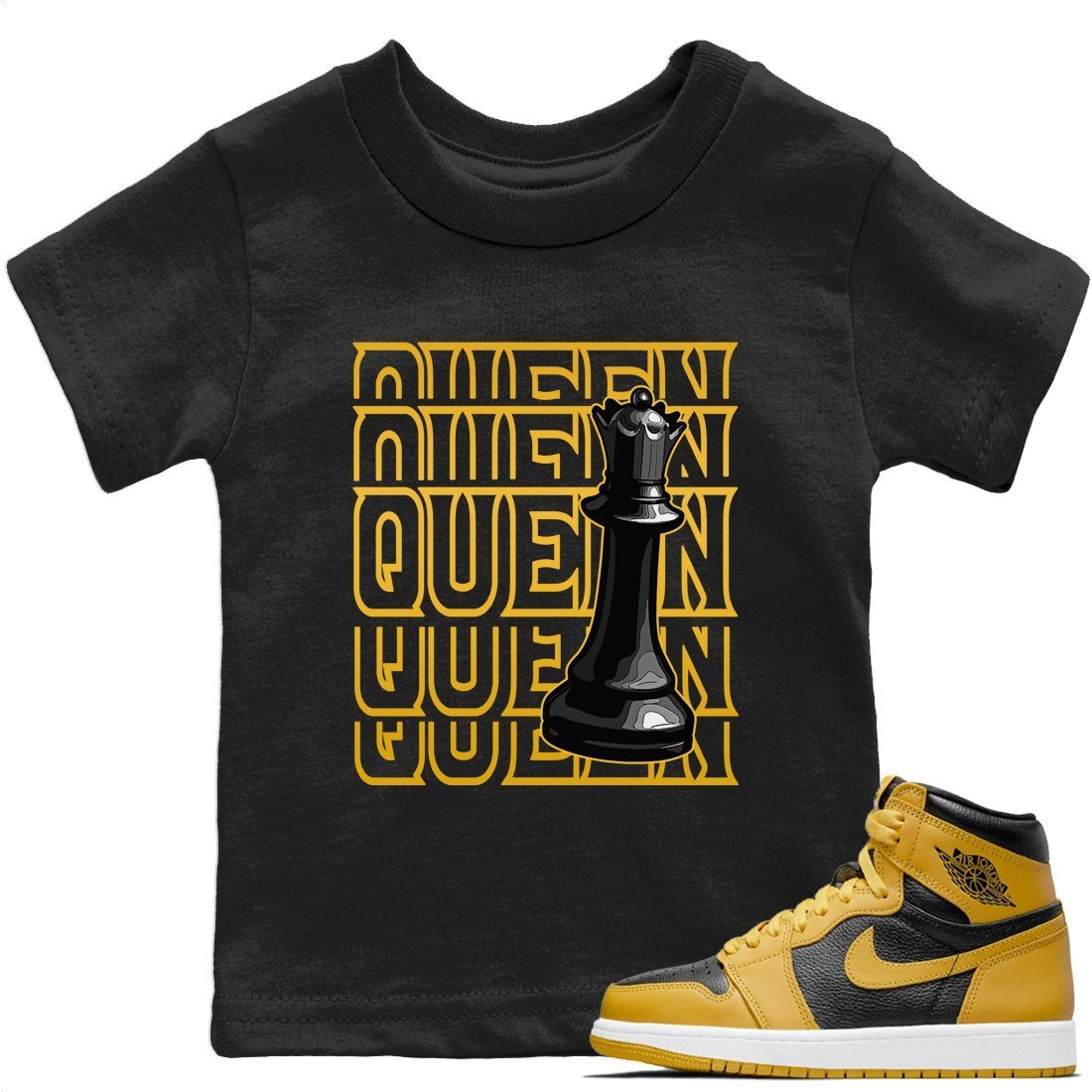Jordan 1 Pollen Sneaker Matching T-Shirt Queen Sneaker Tees Jordan 1 Pollen Sneaker Release Tees Kids Shirts