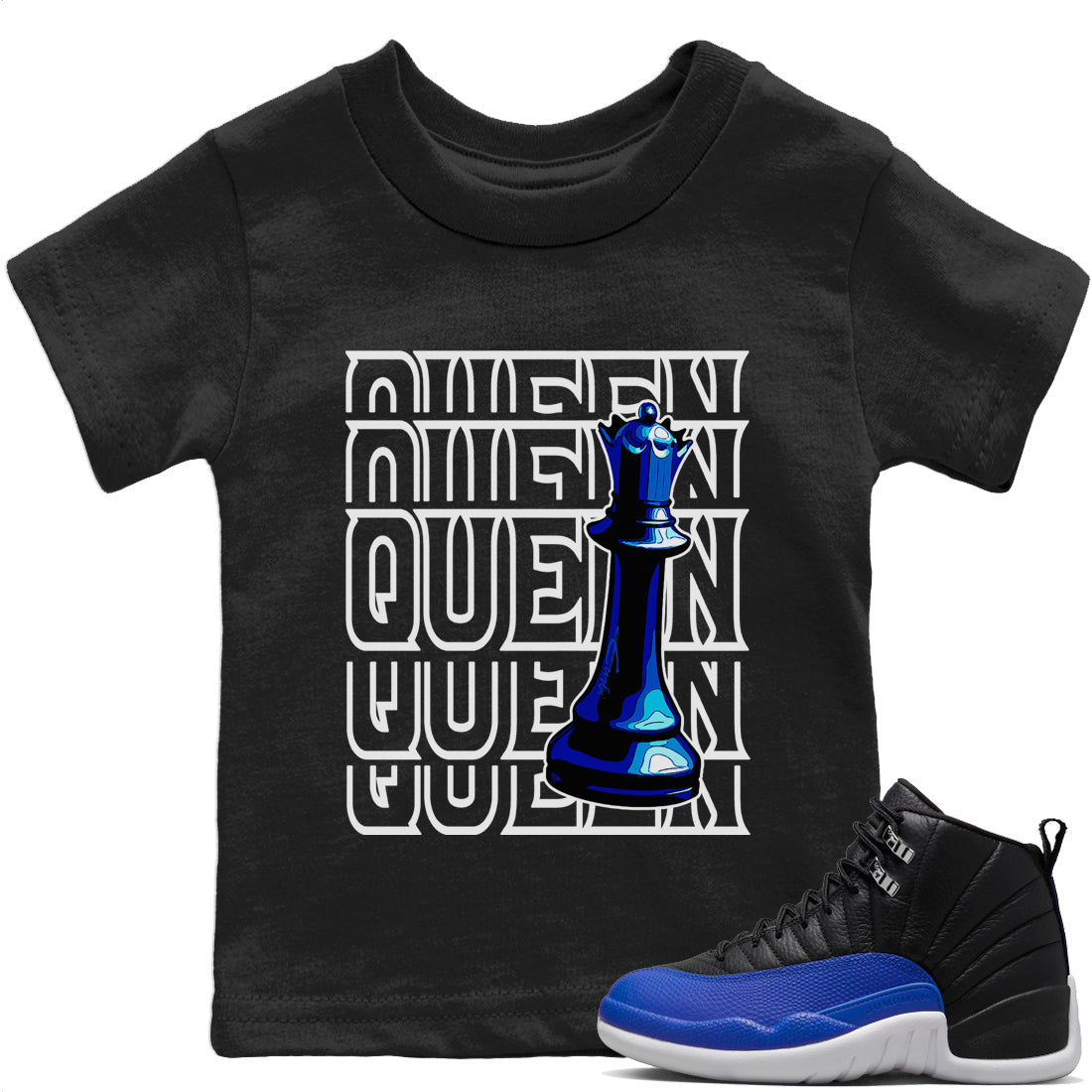 Jordan 12 Hyper Royal Sneaker Matching T-Shirt Queen Sneaker Tees Jordan 12 Hyper Royal Sneaker Release Tees Kids Shirts