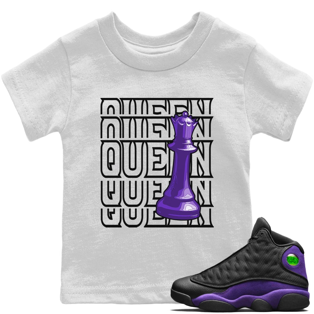 Jordan 13 Court Purple Sneaker Matching T-Shirt Queen Sneaker Tees Jordan 13 Court Purple Sneaker Release Tees Kids Shirts