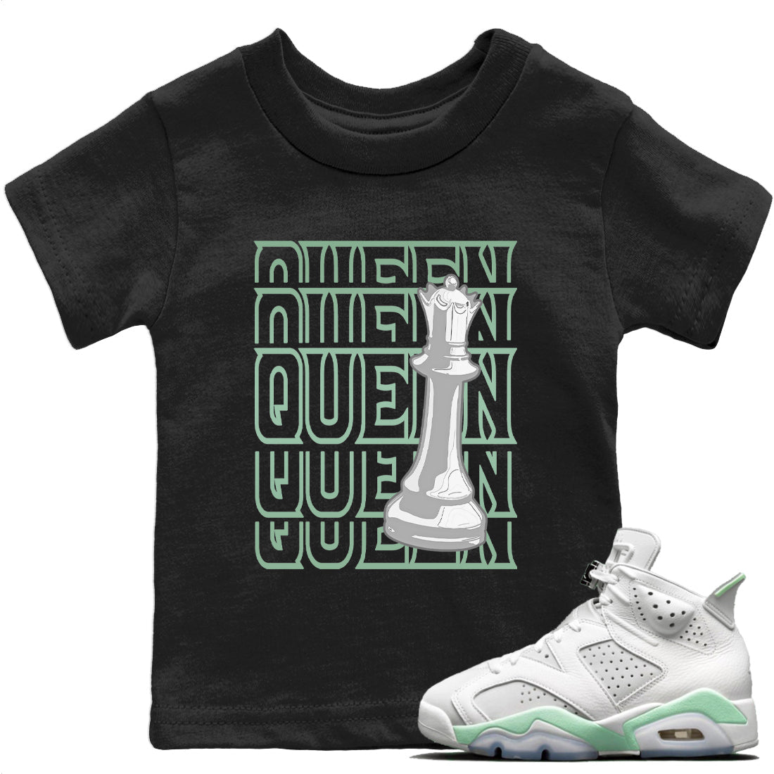 Jordan 6 Mint Foam Sneaker Matching T-Shirt Queen Sneaker Tees Jordan 6 Mint Foam Sneaker Release Tees Kids Shirts