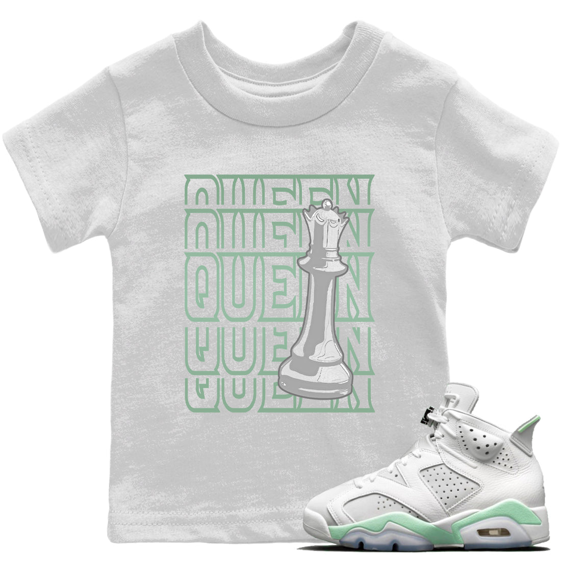 Jordan 6 Mint Foam Sneaker Matching T-Shirt Queen Sneaker Tees Jordan 6 Mint Foam Sneaker Release Tees Kids Shirts