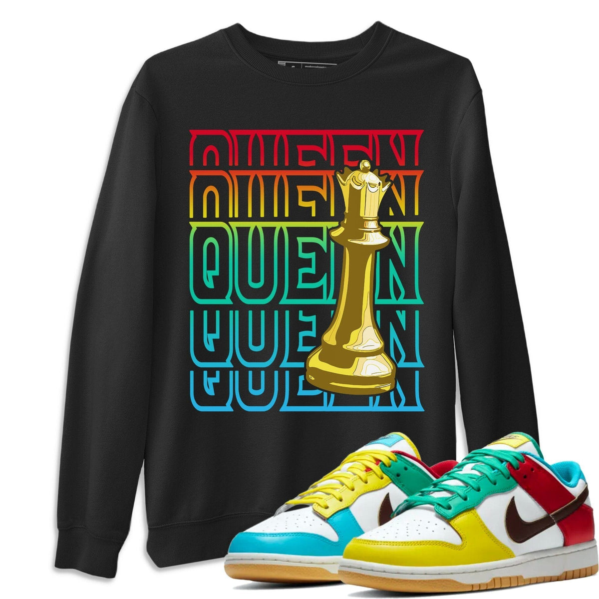 Dunk Free 99 White Sneaker Match Tees Queen Sneaker Tees Dunk Free 99 White Jordan to match sneaker T-Shirt Crew Neck Shirts