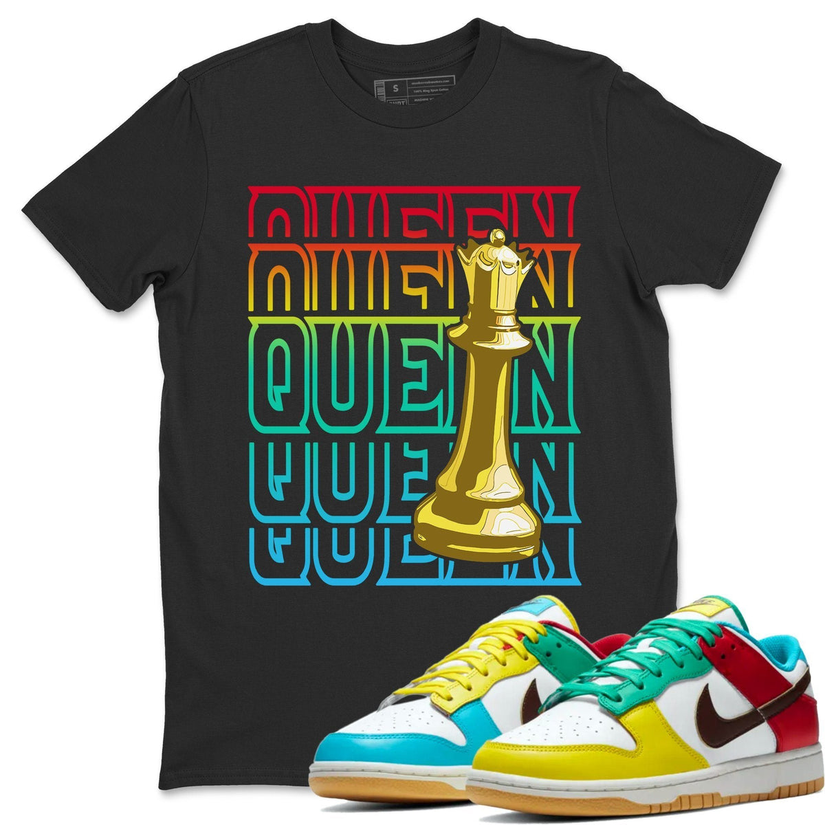 Dunk Free 99 White Sneaker Match Tees Queen Sneaker Tees Dunk Free 99 White Jordan to match sneaker T-Shirt Crew Neck Shirts