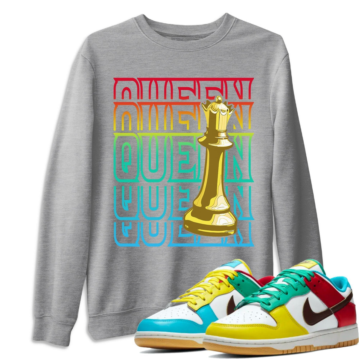 Dunk Free 99 White Sneaker Match Tees Queen Sneaker Tees Dunk Free 99 White Jordan to match sneaker T-Shirt Crew Neck Shirts