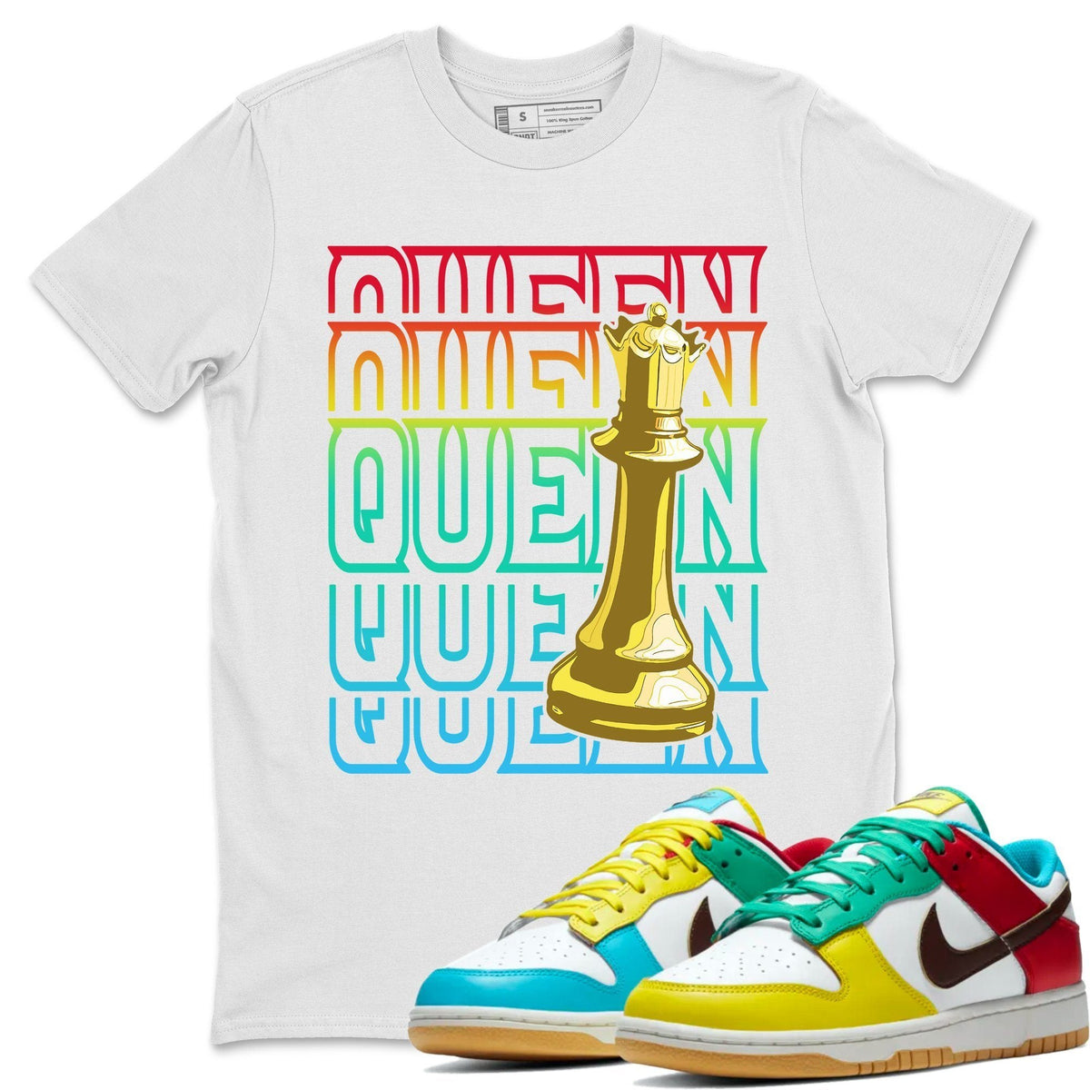 Dunk Free 99 White Sneaker Match Tees Queen Sneaker Tees Dunk Free 99 White Jordan to match sneaker T-Shirt Crew Neck Shirts