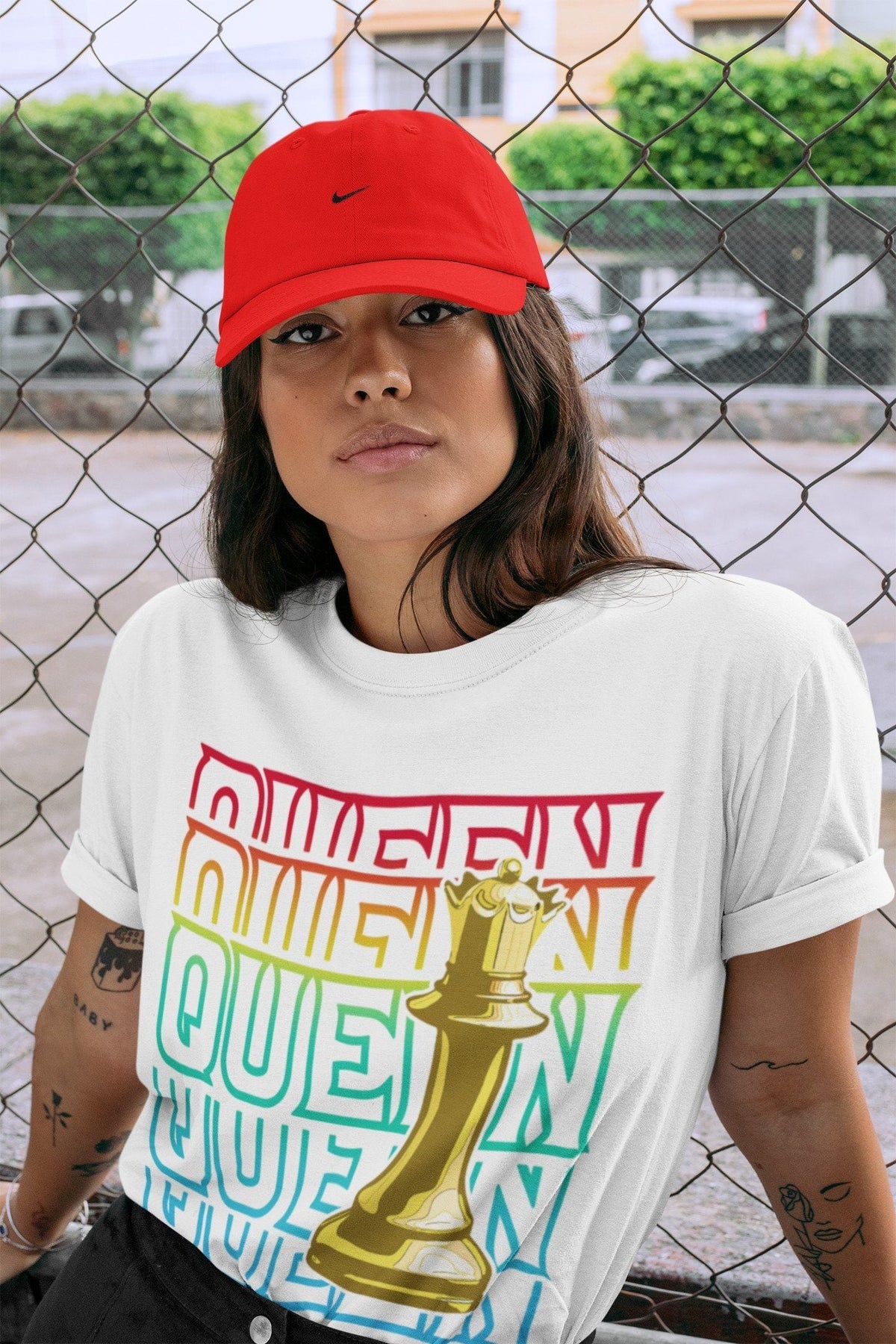 Dunk Free 99 White Sneaker Match Tees Queen Sneaker Tees Dunk Free 99 White Jordan to match sneaker T-Shirt Crew Neck Shirts