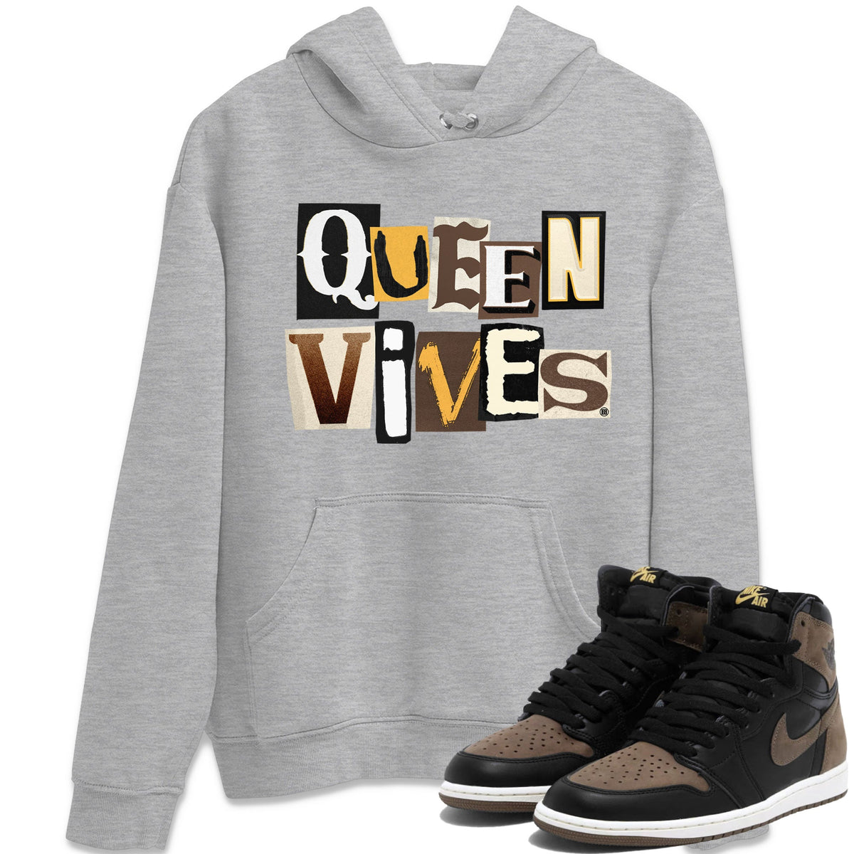 Jordan 1s Palomino shirt to match jordans Queen Vibes Streetwear Sneaker Shirt Air Jordan 1 Palomino Drip Gear Zone Sneaker Matching Clothing Unisex Heather Grey 1 T-Shirt