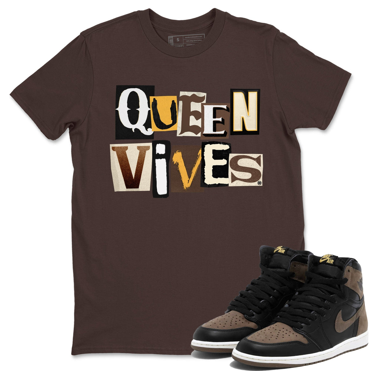 Jordan 1s Palomino shirt to match jordans Queen Vibes Streetwear Sneaker Shirt Air Jordan 1 Palomino Drip Gear Zone Sneaker Matching Clothing Unisex Dark Chocolate 1 T-Shirt