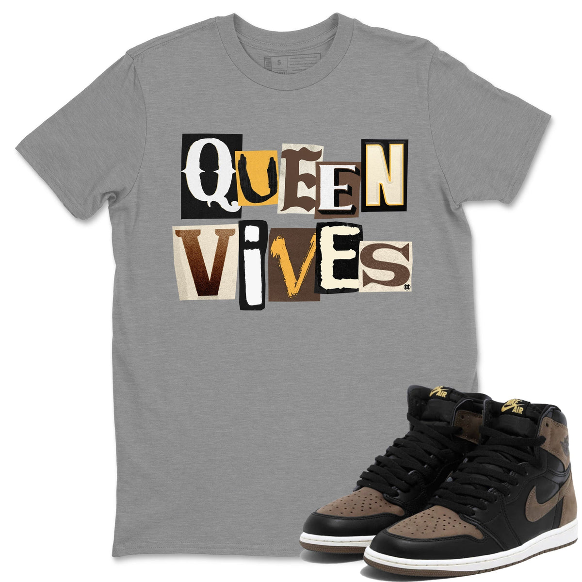 Jordan 1s Palomino shirt to match jordans Queen Vibes Streetwear Sneaker Shirt Air Jordan 1 Palomino Drip Gear Zone Sneaker Matching Clothing Unisex Heather Grey 1 T-Shirt