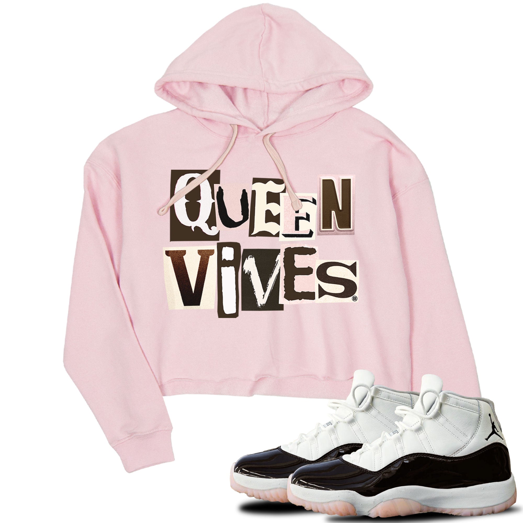 Air Jordan 11 Neapolitan shirt to match jordans Queen Vibes sneaker matching t-shirts and clothing Jordan 11 WMNS Neapolitan Drip Gear Zone Pink 1 Crop T-Shirt