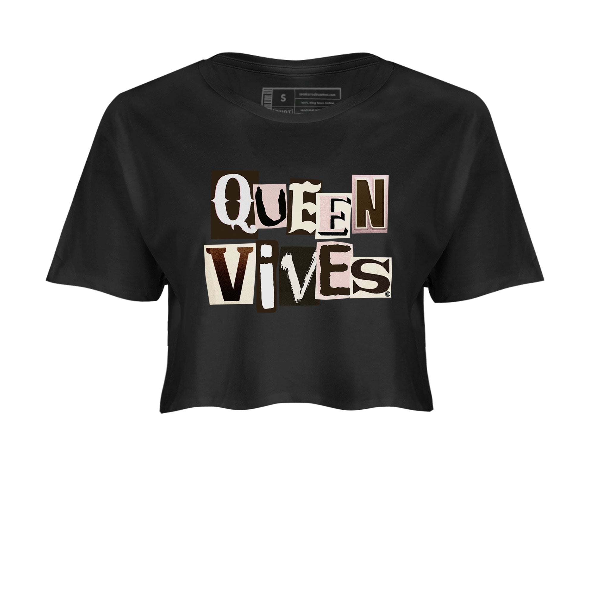 Air Jordan 11 Neapolitan shirt to match jordans Queen Vibes sneaker matching t-shirts and clothing Jordan 11 WMNS Neapolitan Drip Gear Zone Black 2 Crop T-Shirt