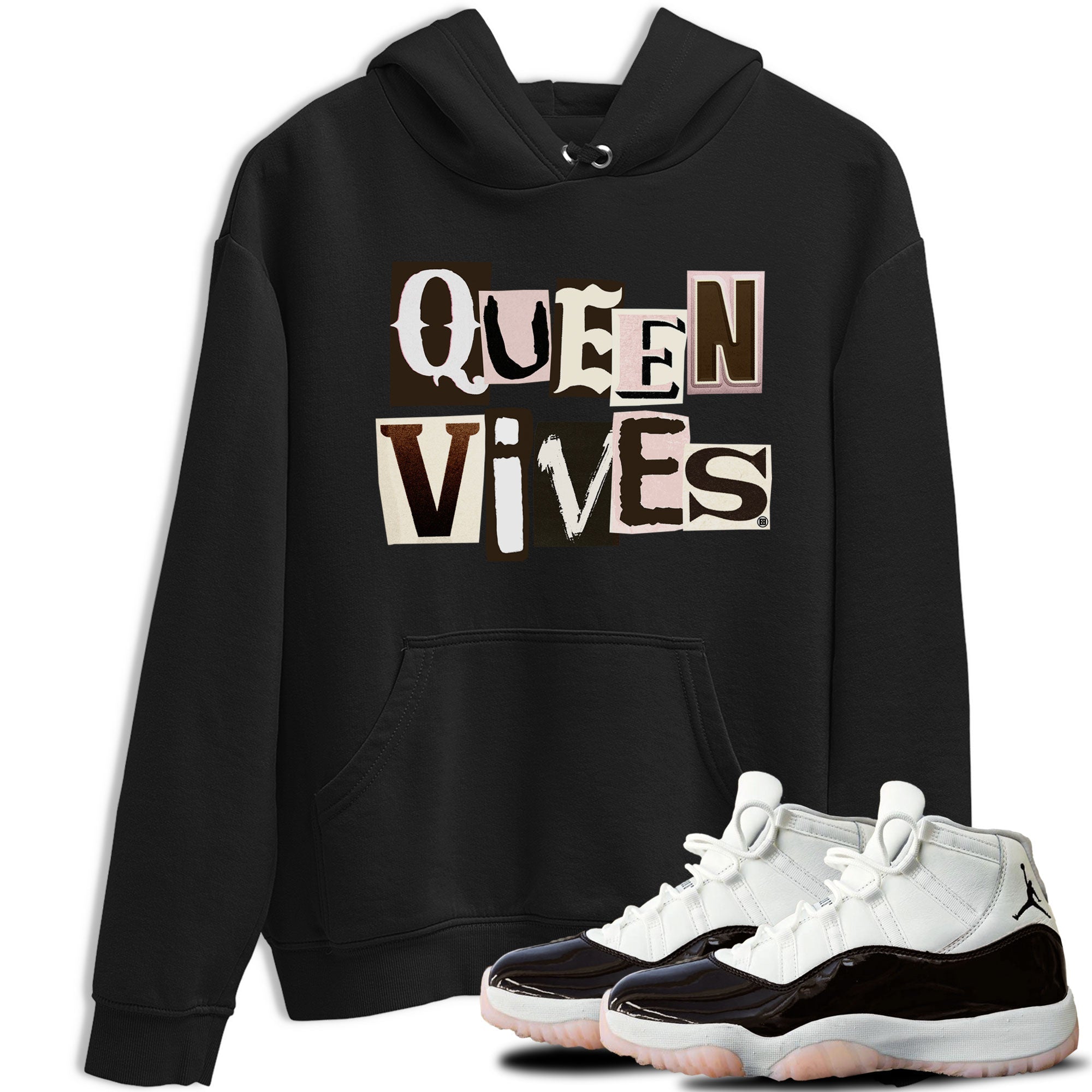 Air Jordan 11 Neapolitan shirt to match jordans Queen Vibes sneaker matching t-shirts and clothing Jordan 11 WMNS Neapolitan Drip Gear Zone Cotton Casual Unisex Black 1 T-Shirt