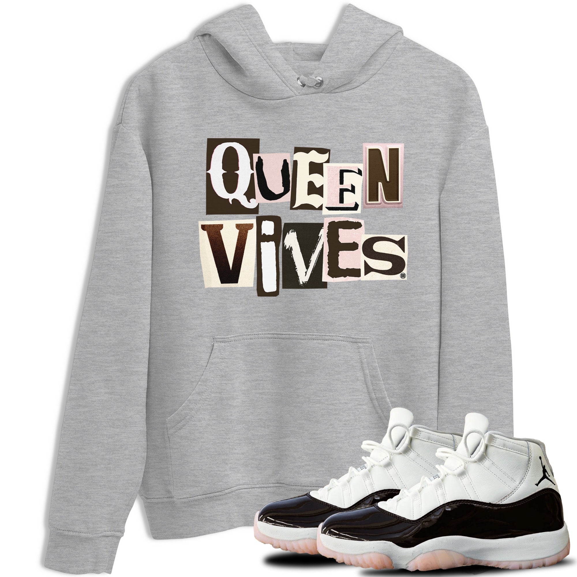 Air Jordan 11 Neapolitan shirt to match jordans Queen Vibes sneaker matching t-shirts and clothing Jordan 11 WMNS Neapolitan Drip Gear Zone Cotton Casual Unisex Heather Grey 1 T-Shirt