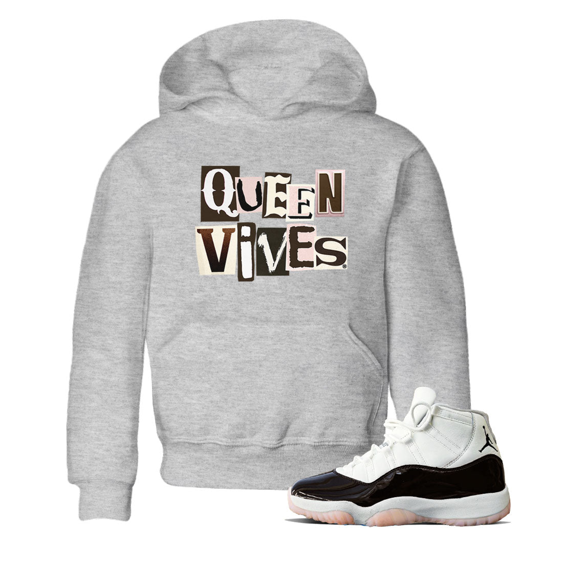 Air Jordan 11 Neapolitan shirt to match jordans Queen Vibes sneaker matching t-shirts and clothing Jordan 11 WMNS Neapolitan Drip Gear Zone Youth Kids Toddler Heather Grey 1 T-Shirt