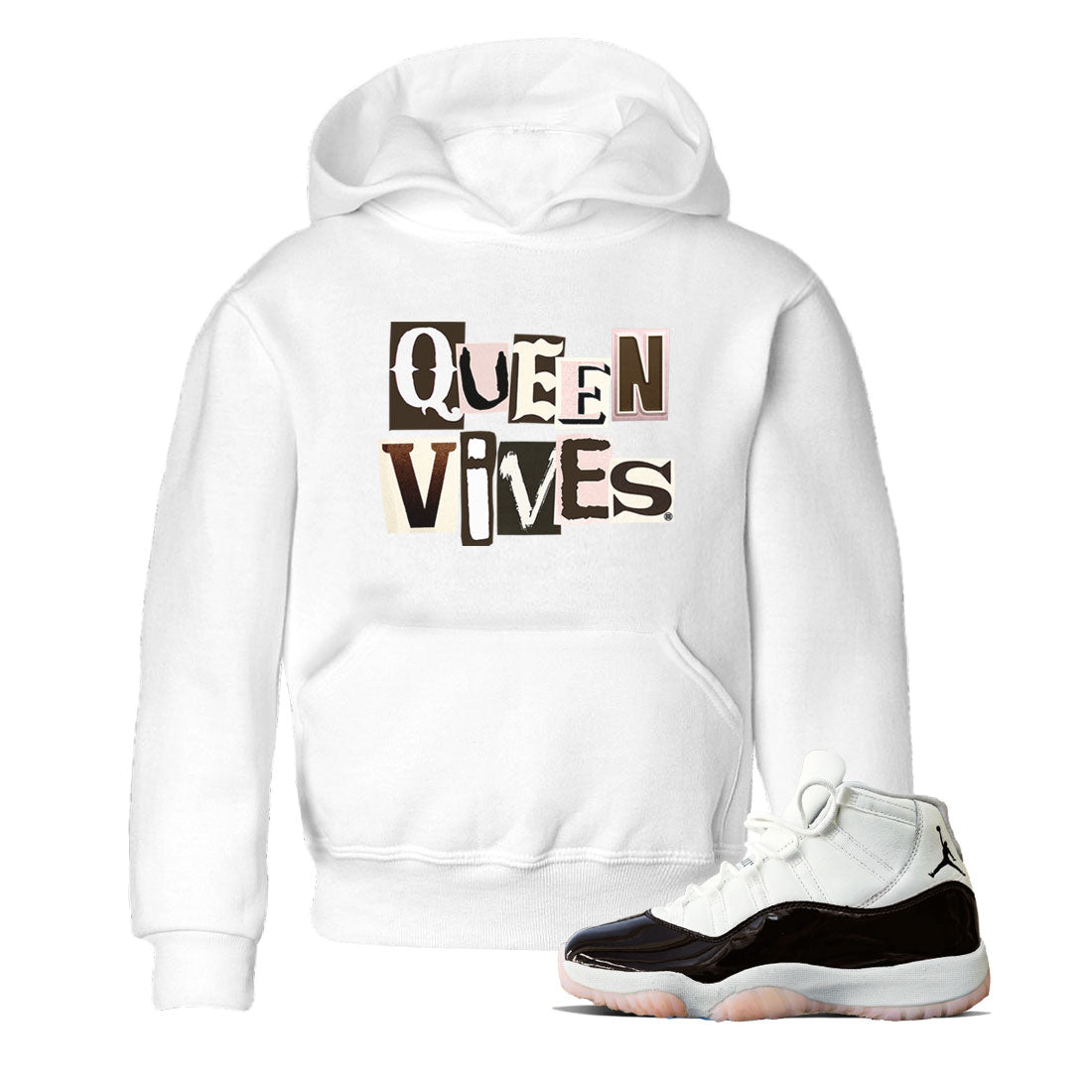 Air Jordan 11 Neapolitan shirt to match jordans Queen Vibes sneaker matching t-shirts and clothing Jordan 11 WMNS Neapolitan Drip Gear Zone Youth Kids Toddler White 1 T-Shirt