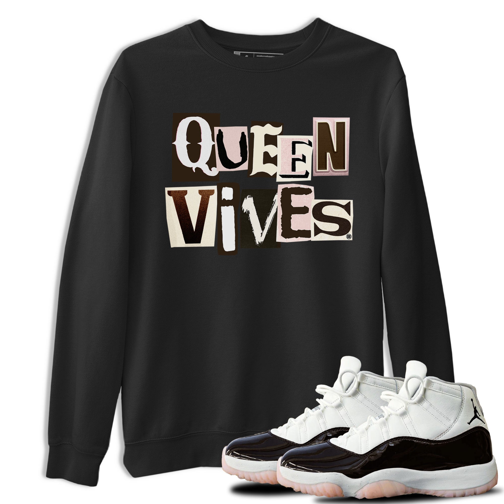 Air Jordan 11 Neapolitan shirt to match jordans Queen Vibes sneaker matching t-shirts and clothing Jordan 11 WMNS Neapolitan Drip Gear Zone Cotton Casual Unisex Black 1 T-Shirt