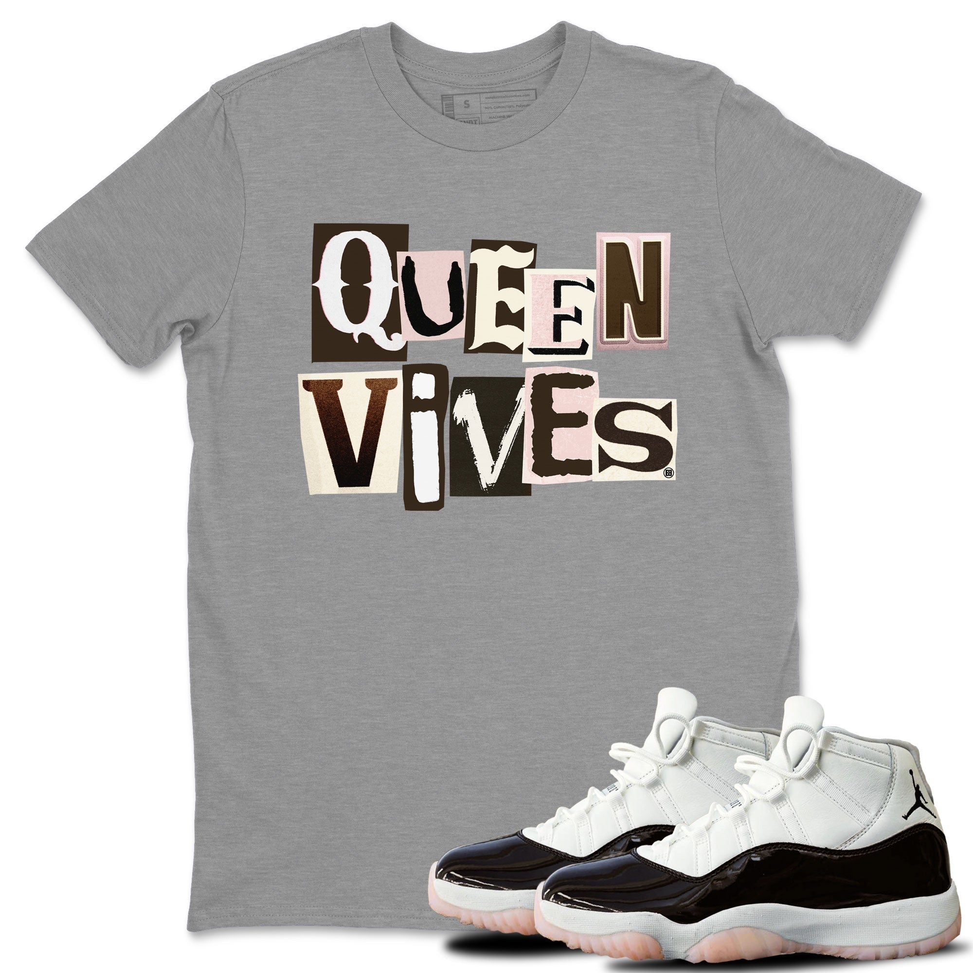 Air Jordan 11 Neapolitan shirt to match jordans Queen Vibes sneaker matching t-shirts and clothing Jordan 11 WMNS Neapolitan Drip Gear Zone Cotton Casual Unisex Heather Grey 1 T-Shirt