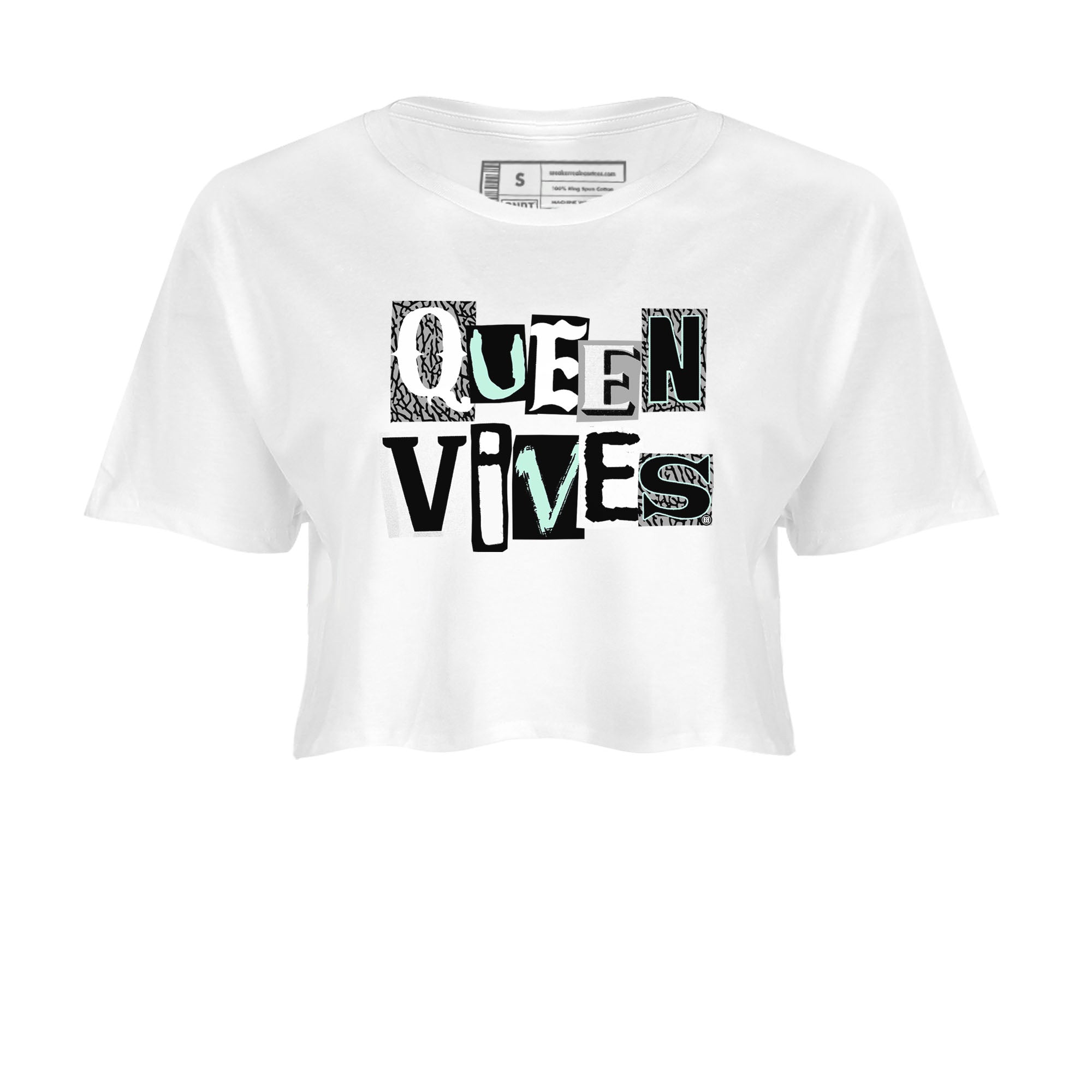 3s Green Glow shirt to match jordans Queen Vibes sneaker tees Air Jordan 3 Green Glow Drip Gear Zone White 2 crop length shirt
