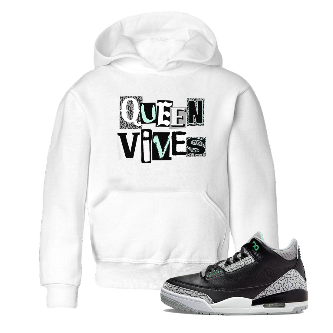 3s Green Glow shirt to match jordans Queen Vibes sneaker tees Air Jordan 3 Green Glow Drip Gear Zone baby toddler White 1 cotton Shirt