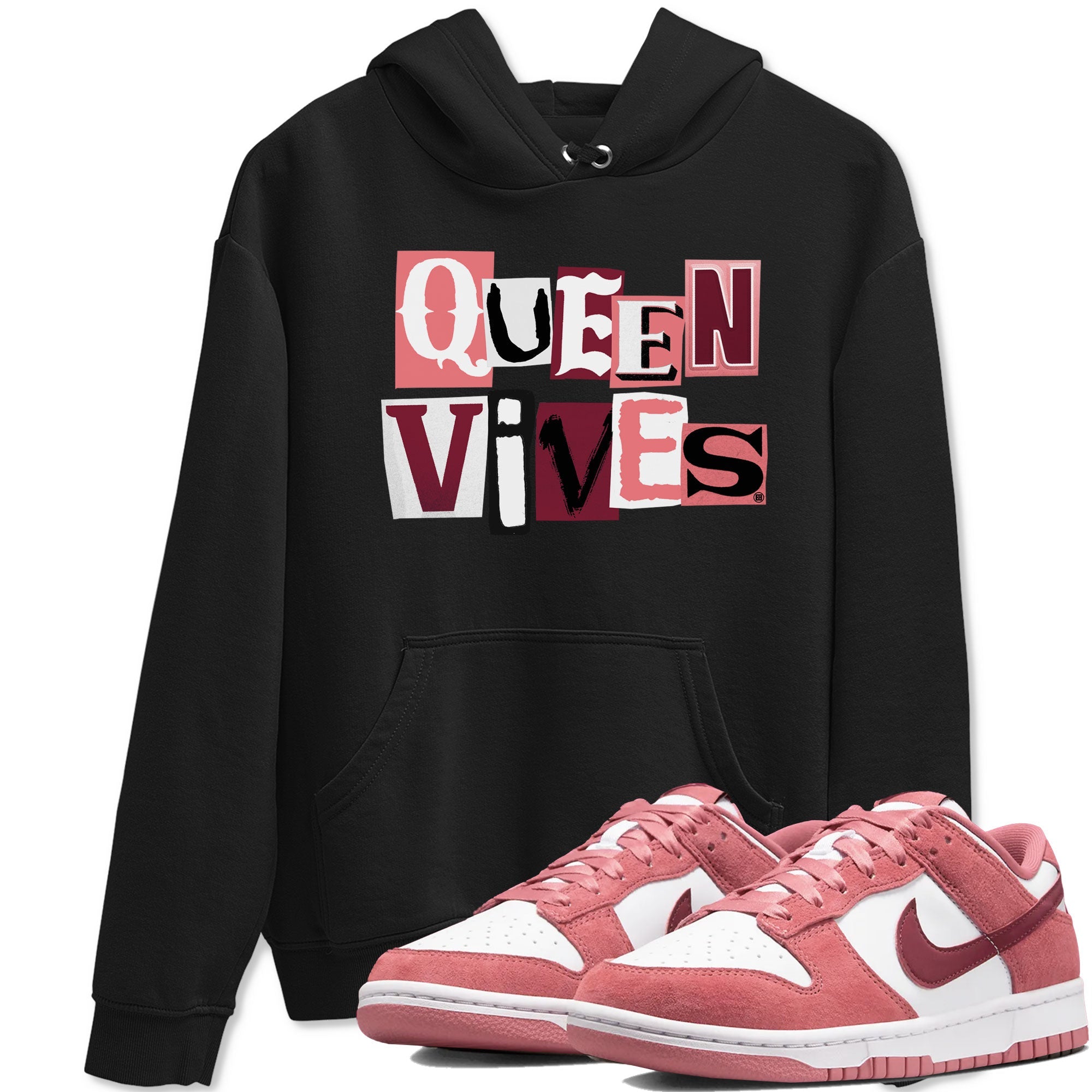 Dunks Valentines Day shirt to match jordans Queen Vibes sneaker tees Dunks Valentine's Day Drip Gear Zone unisex cotton Black 1 crew neck shirt