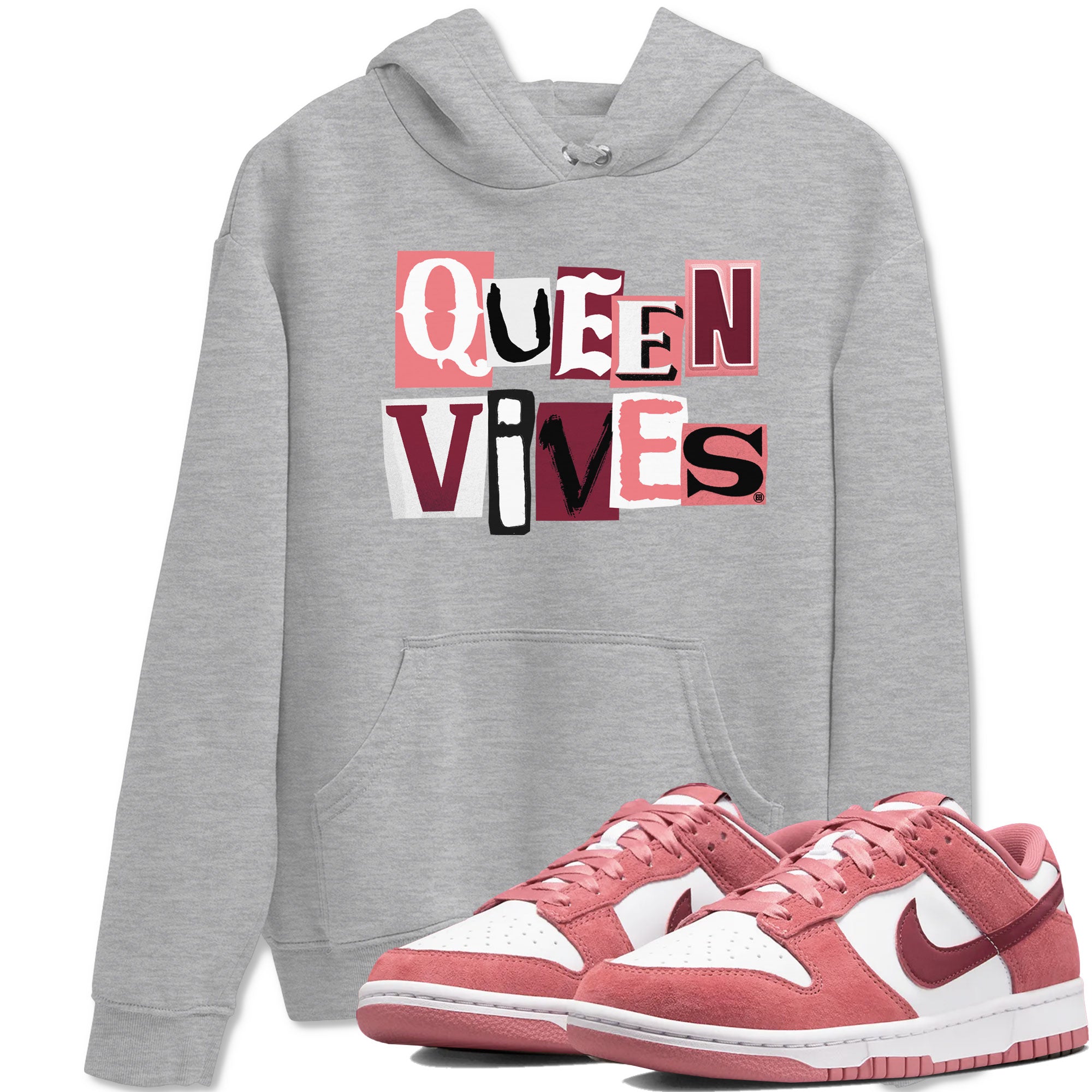 Dunks Valentines Day shirt to match jordans Queen Vibes sneaker tees Dunks Valentine's Day Drip Gear Zone unisex cotton Heather Grey 1 crew neck shirt
