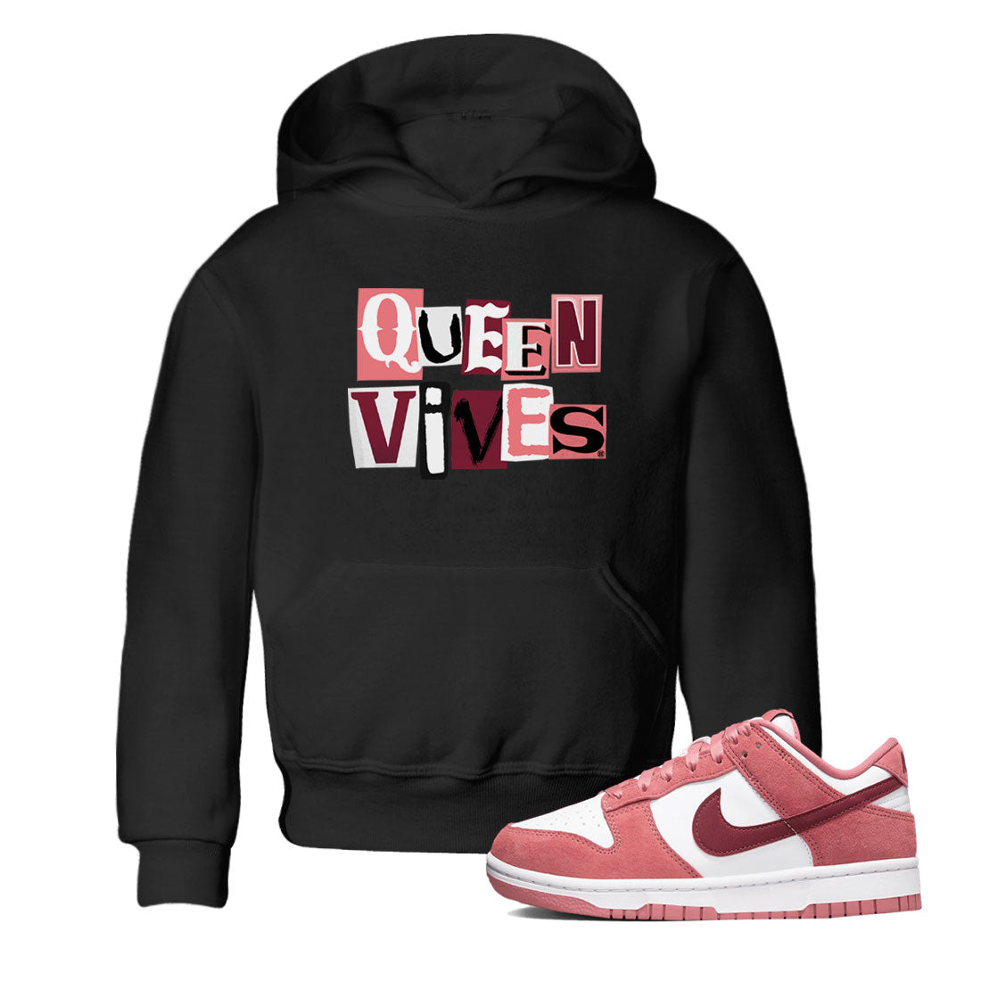 Dunks Valentines Day shirt to match jordans Queen Vibes sneaker tees Dunks Valentine's Day Drip Gear Zone baby toddler Black 1 cotton Shirt
