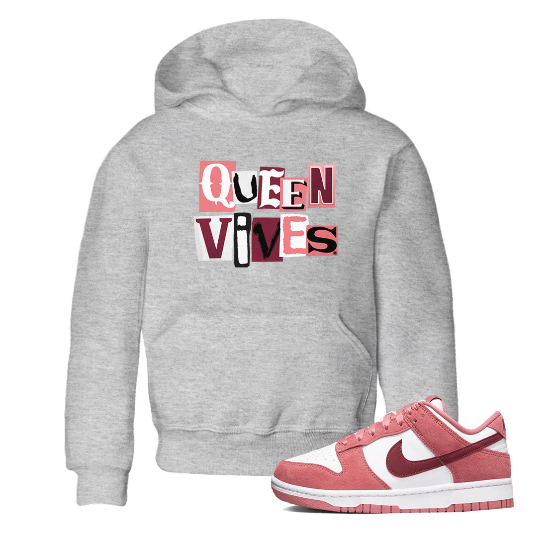 Dunks Valentines Day shirt to match jordans Queen Vibes sneaker tees Dunks Valentine's Day Drip Gear Zone baby toddler Heather Grey 1 cotton Shirt