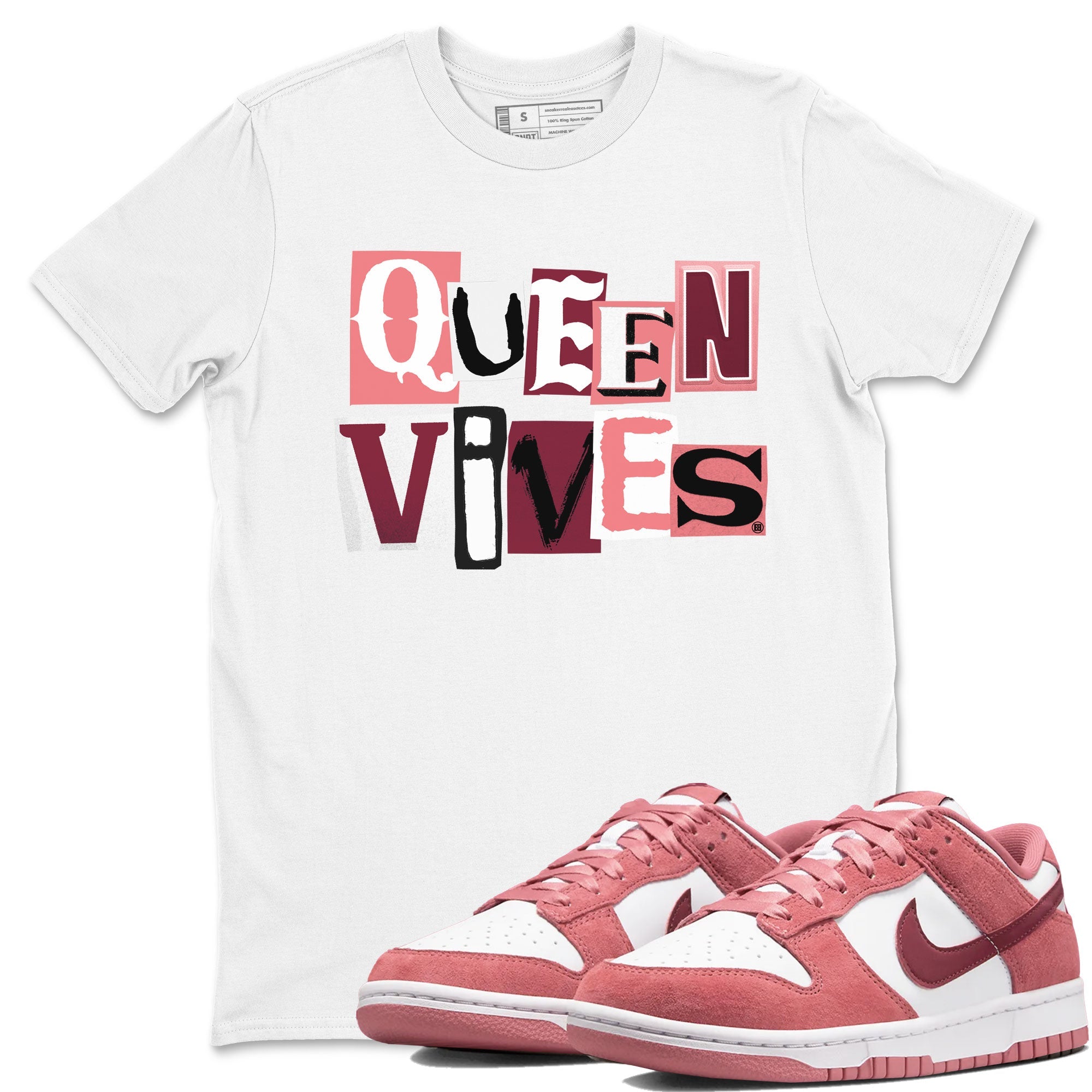 Dunks Valentines Day shirt to match jordans Queen Vibes sneaker tees Dunks Valentine's Day Drip Gear Zone unisex cotton White 1 crew neck shirt