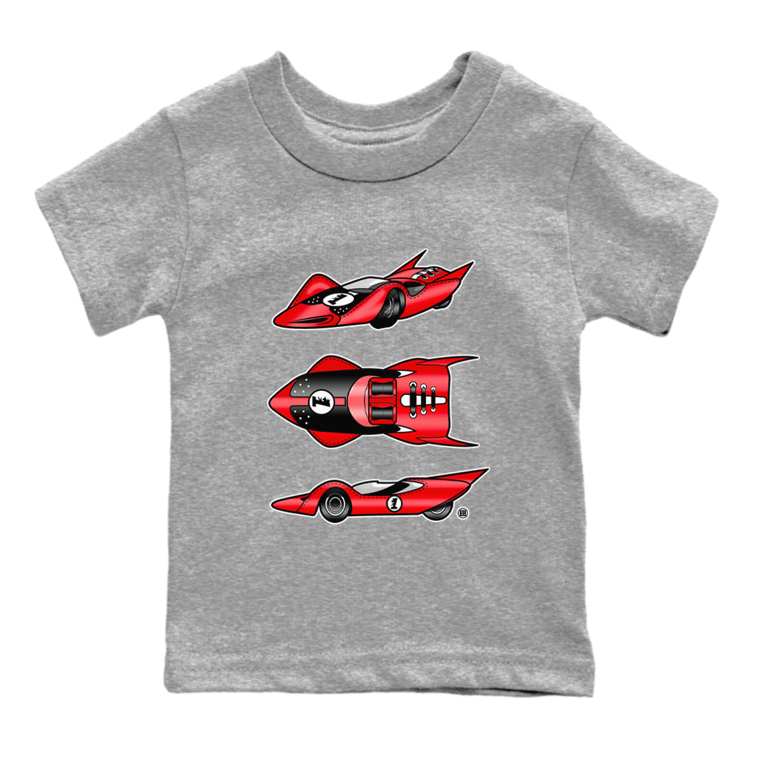 Air Jordan 1 Satin Bred Sneaker Match Tees Race Car Sneaker Tees Jordan 1 High OG Satin Bred Sneaker Release Tees Kids Shirts Heather Grey 2