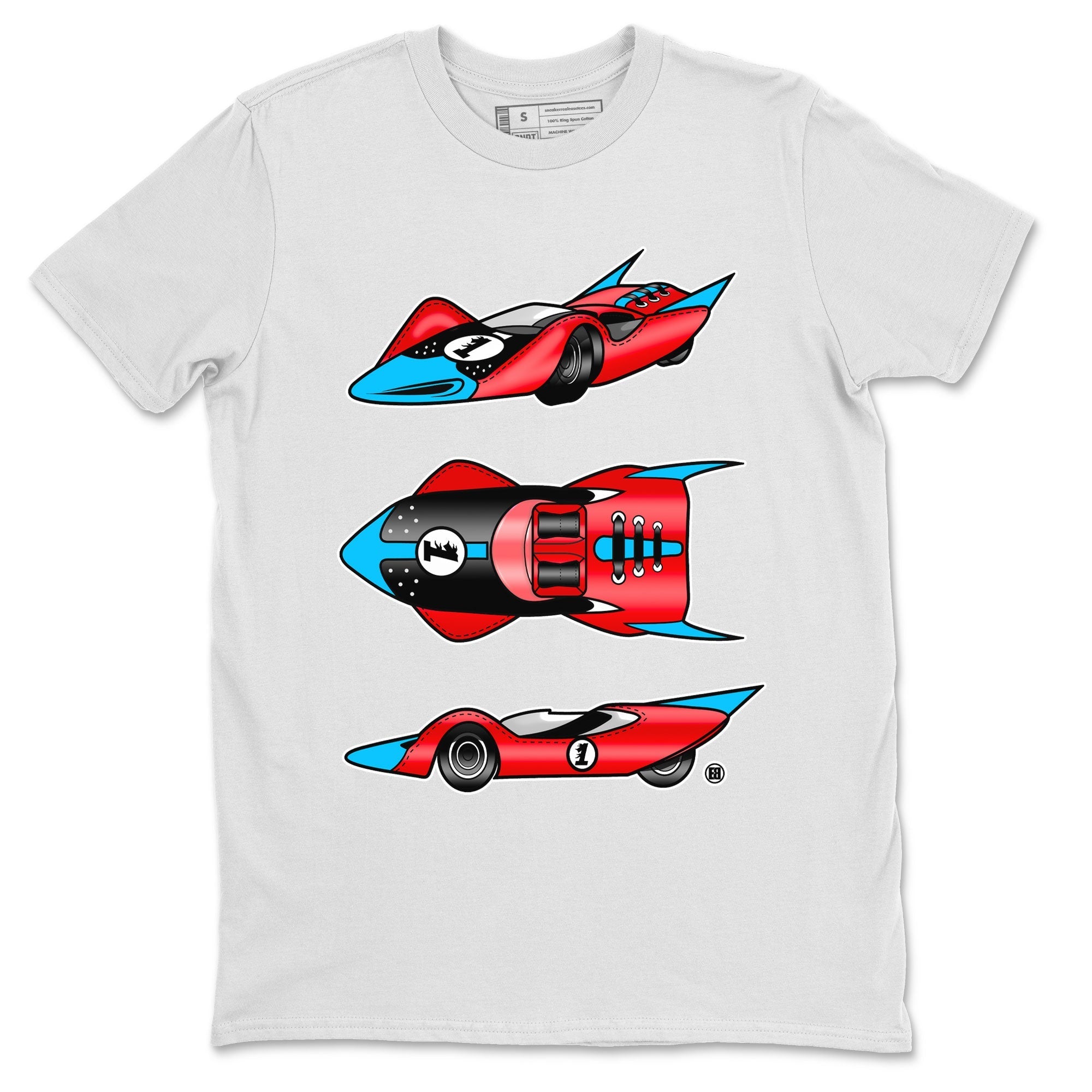 1s Low UNC to Chicago Sneaker Match Tees Race Car Streetwear Sneaker Shirt Air Jordan 1 UNC to Chicago Drip Gear Zone Sneaker Matching Clothing Short Sleeve T-Shirt White 2