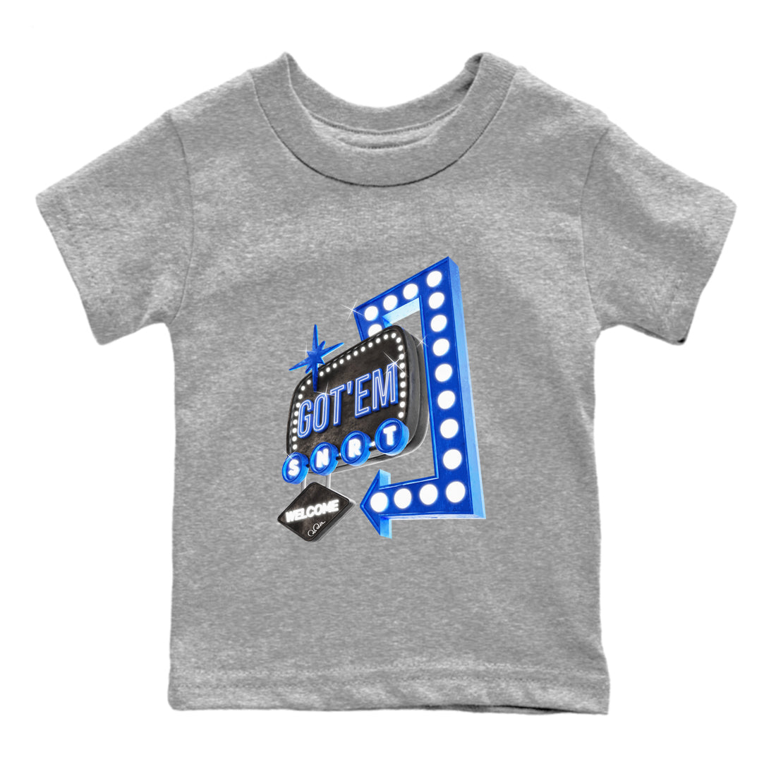 Air Jordan 1 Royal Reimagined shirt to match jordans Retro Neon Sign sneaker tees AJ1 Royal Reimagined Drip Gear Zone Kids Baby Toddler sneaker shirts Heather Grey 2 T-Shirt