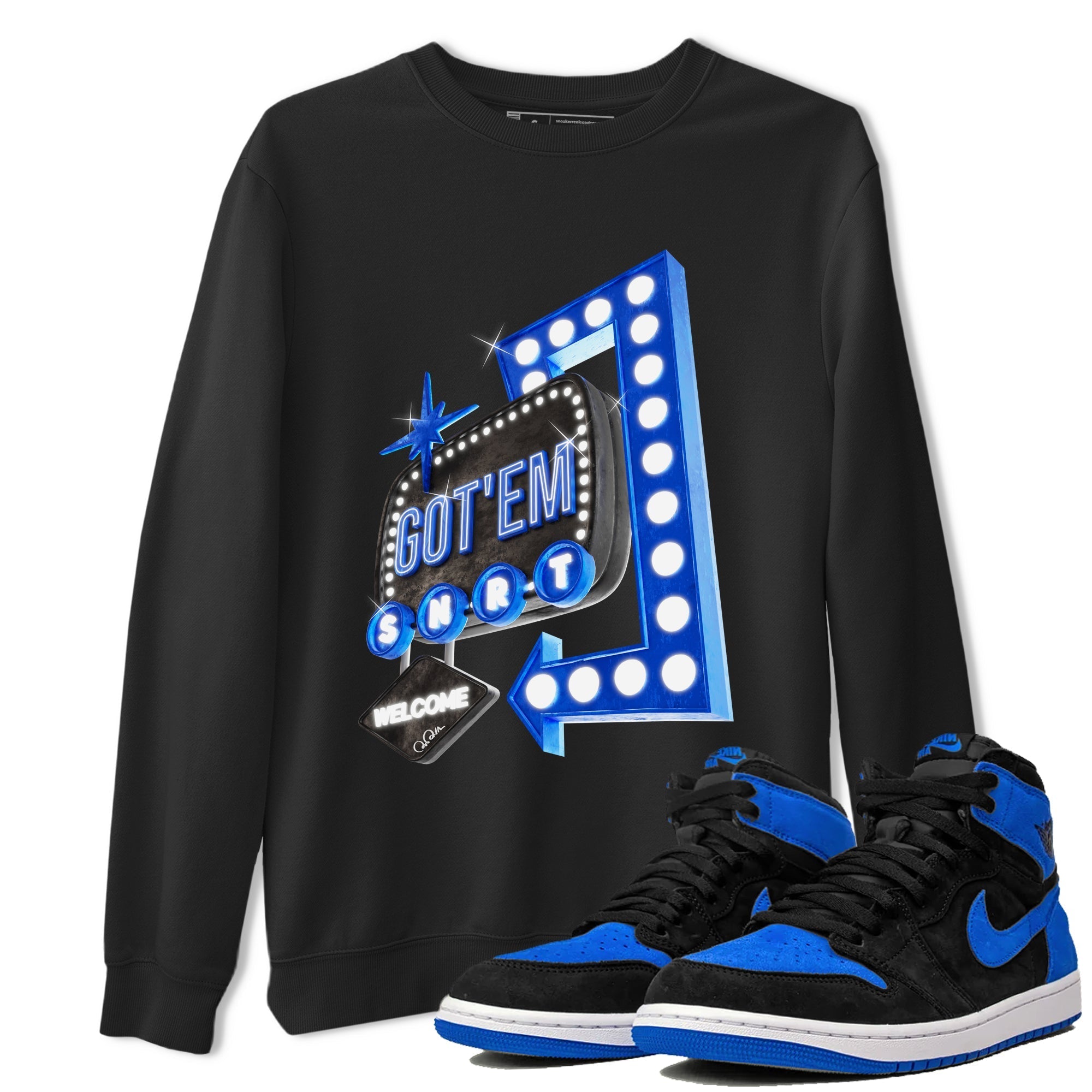 Air Jordan 1 Royal Reimagined shirt to match jordans Retro Neon Sign sneaker tees AJ1 Royal Reimagined Drip Gear Zone Unisex Sneaker Tees and Sneaker Match T-Shirt Black 1 T-Shirt