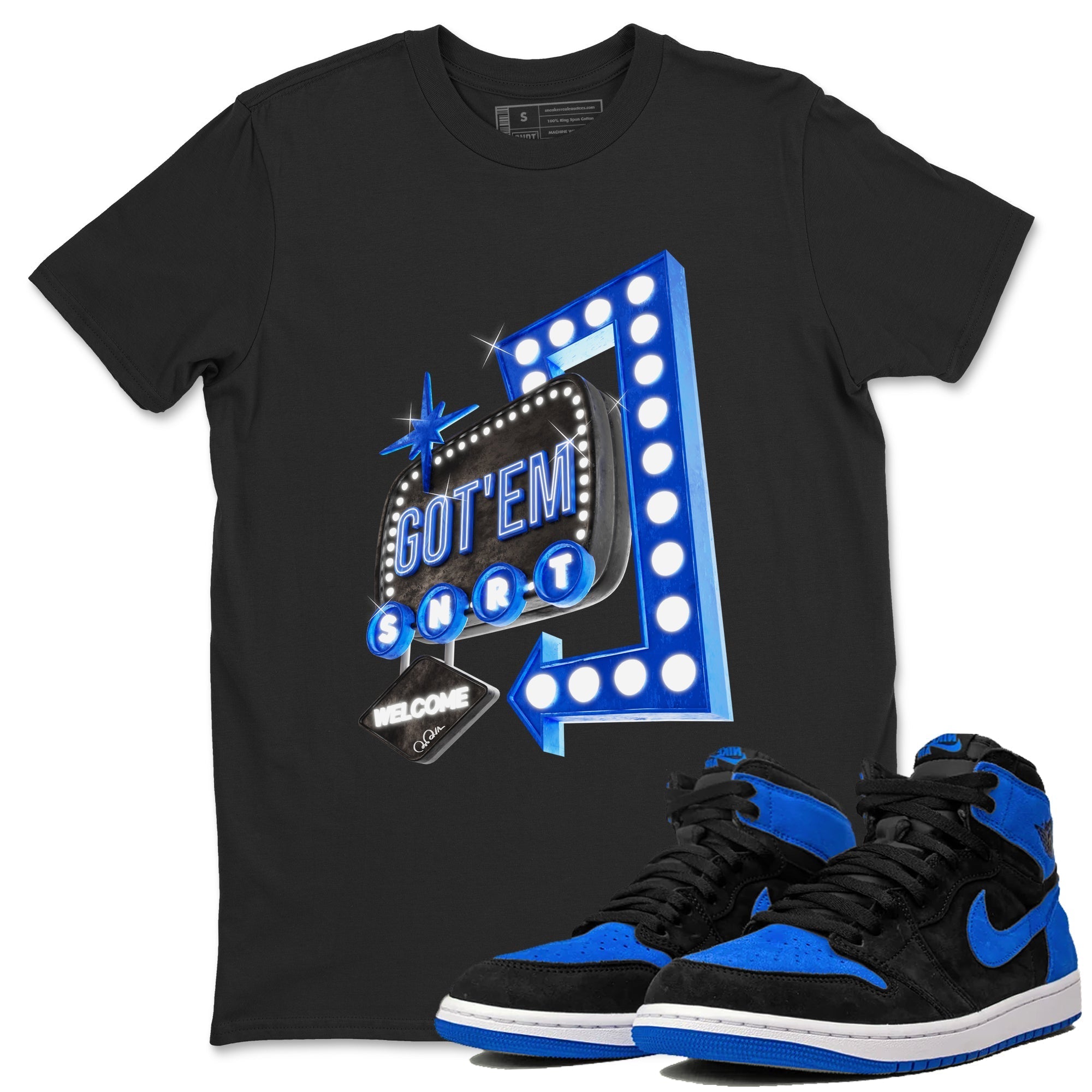 Air Jordan 1 Royal Reimagined shirt to match jordans Retro Neon Sign sneaker tees AJ1 Royal Reimagined Drip Gear Zone Unisex Sneaker Tees and Sneaker Match T-Shirt Black 1 T-Shirt