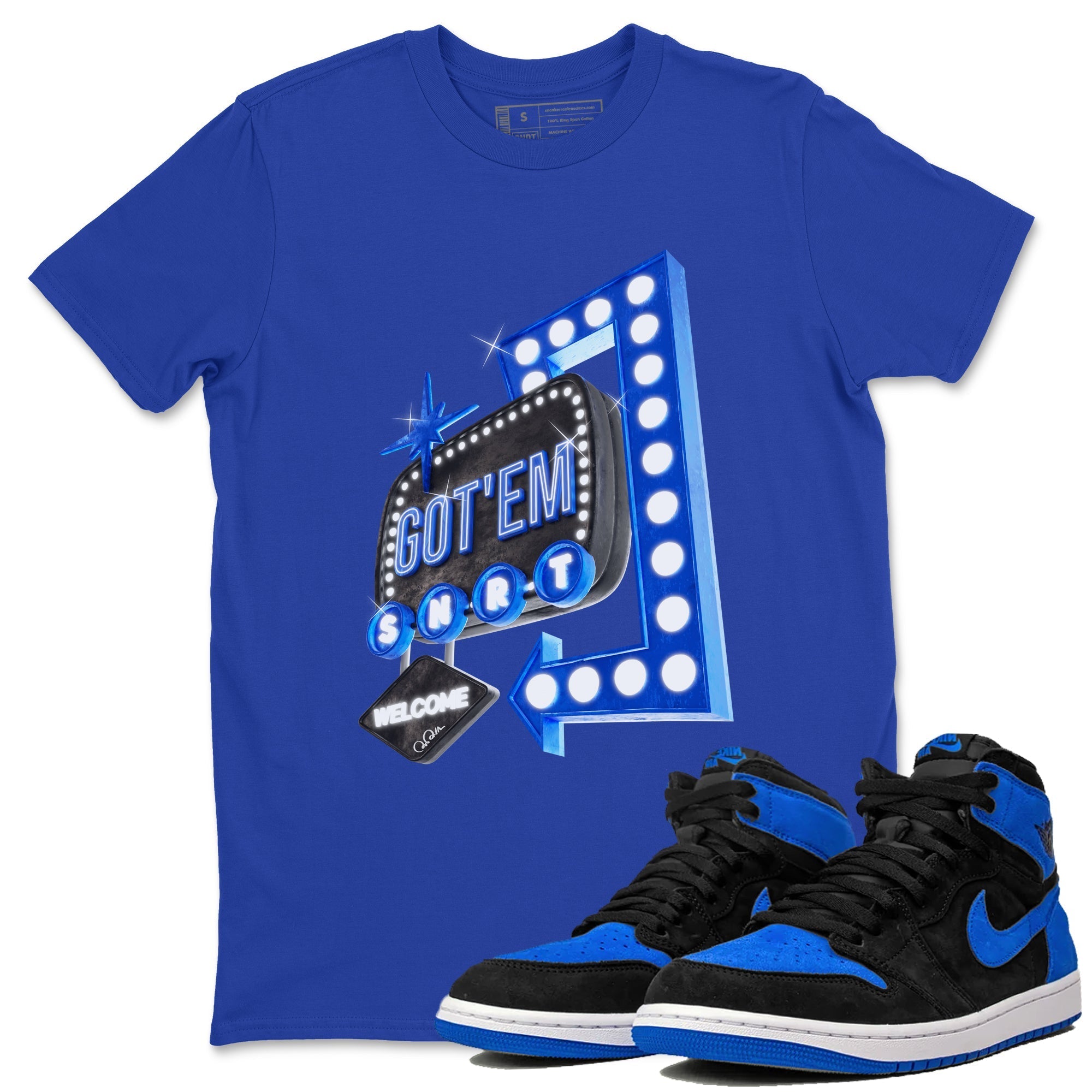 Air Jordan 1 Royal Reimagined shirt to match jordans Retro Neon Sign sneaker tees AJ1 Royal Reimagined Drip Gear Zone Unisex Sneaker Tees and Sneaker Match T-Shirt Royal Blue 1 T-Shirt